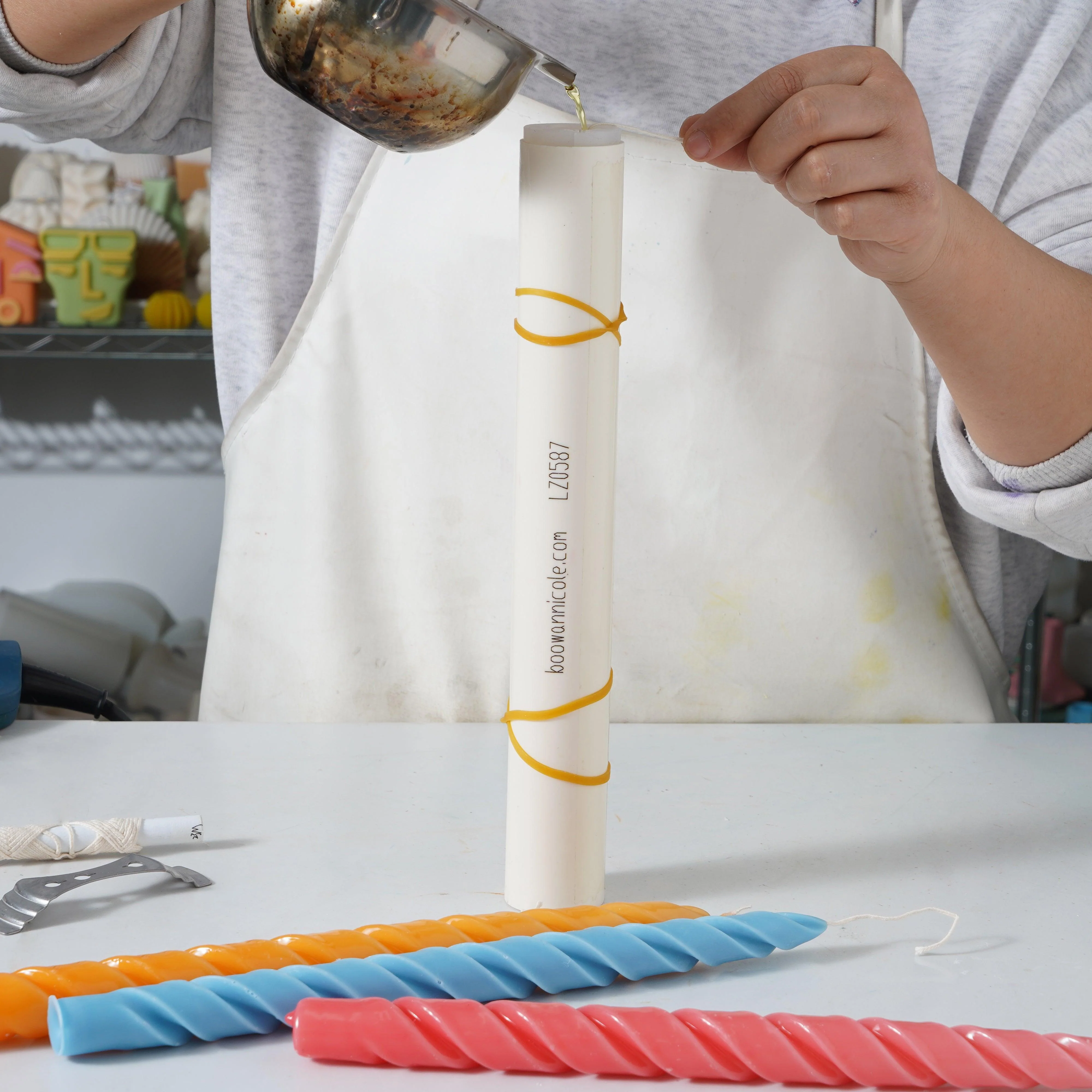 Elegant Spiral Long Taper Candle Silicone Mould - Image 2
