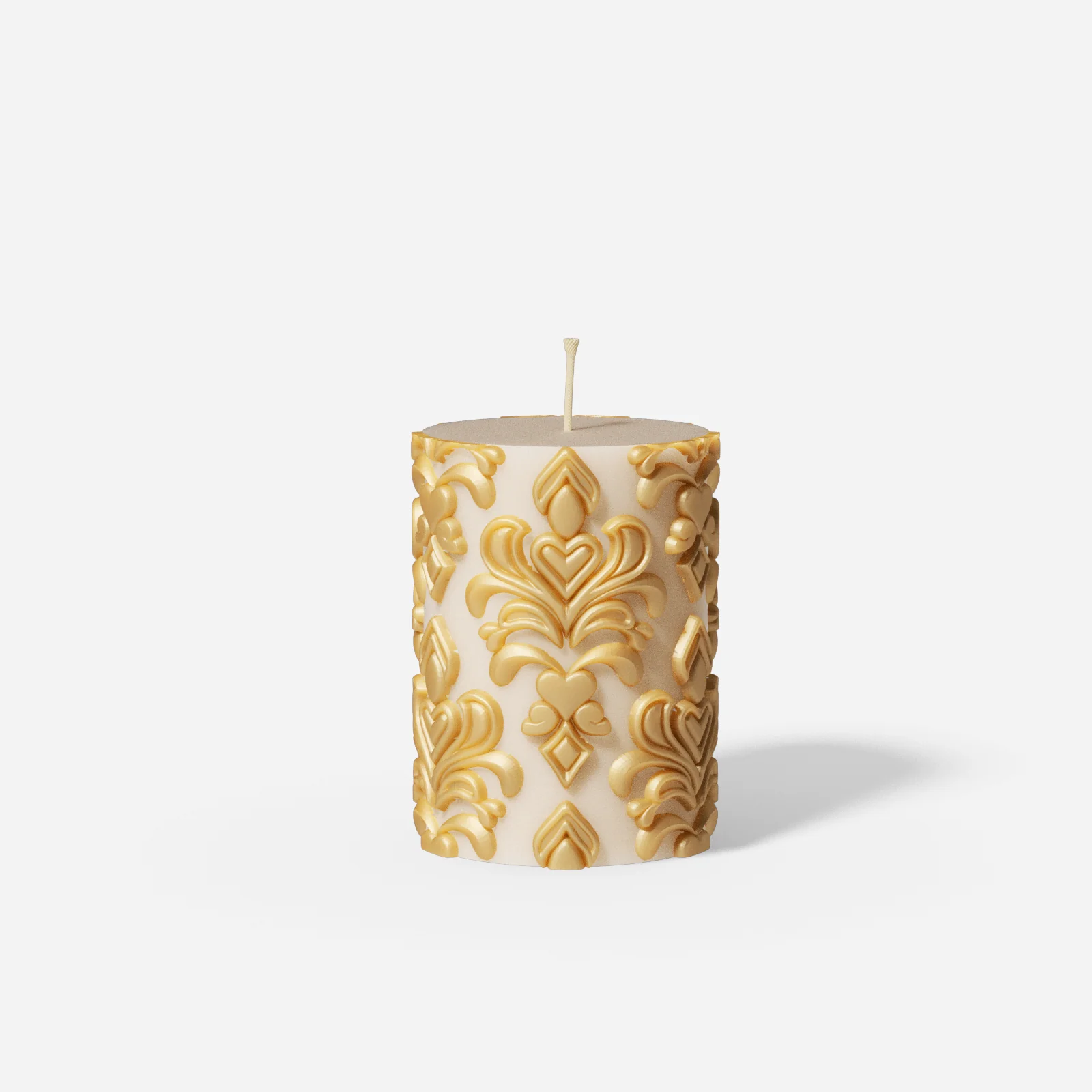 Short Elegance Patterned Relief Pillar Candle Silicone Mold