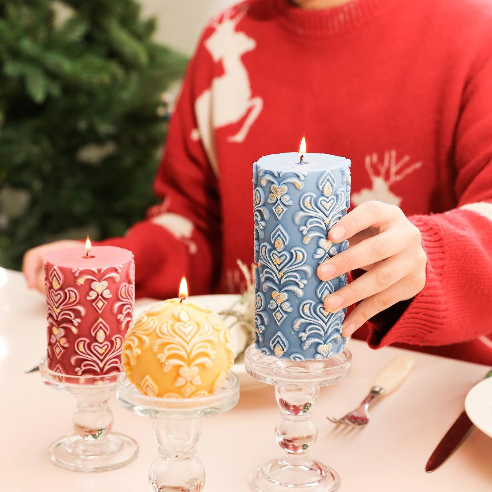 Sphere Patterned Relief Candle Silicone Mold - Image 7