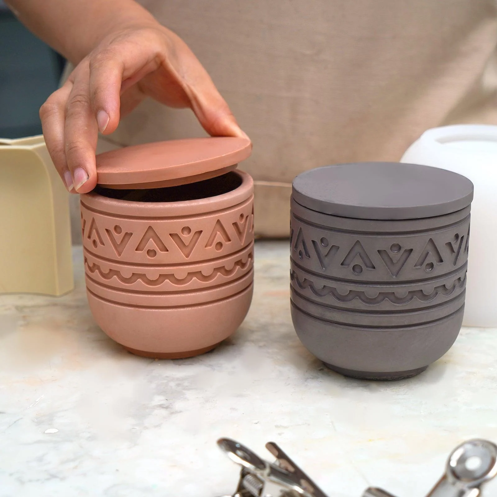 Triangle Pattern Totems Candle Jar Silicone Mold - Image 6