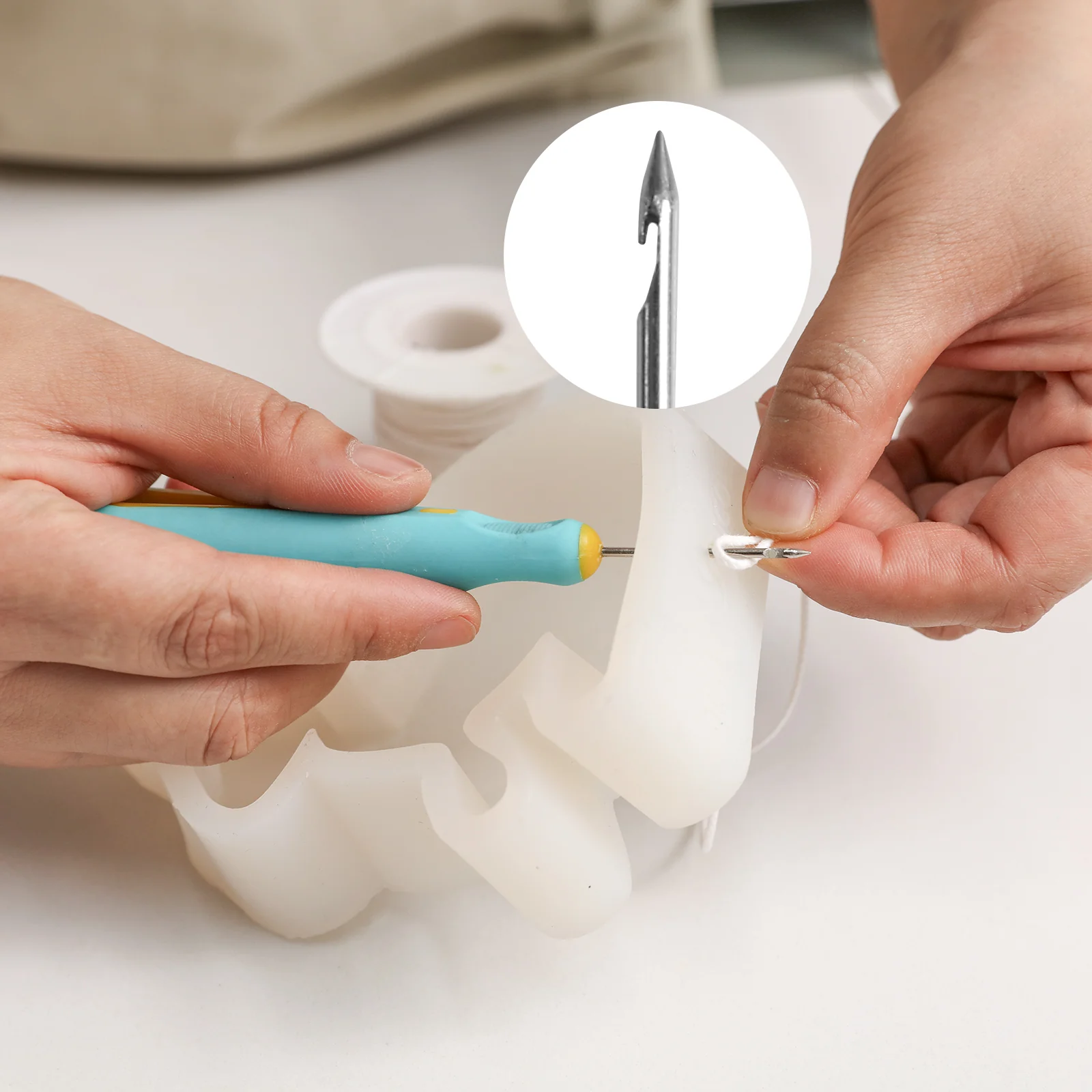 Wicking Needle Threading Tool with Hooked Awl for Candle Making - Image 4