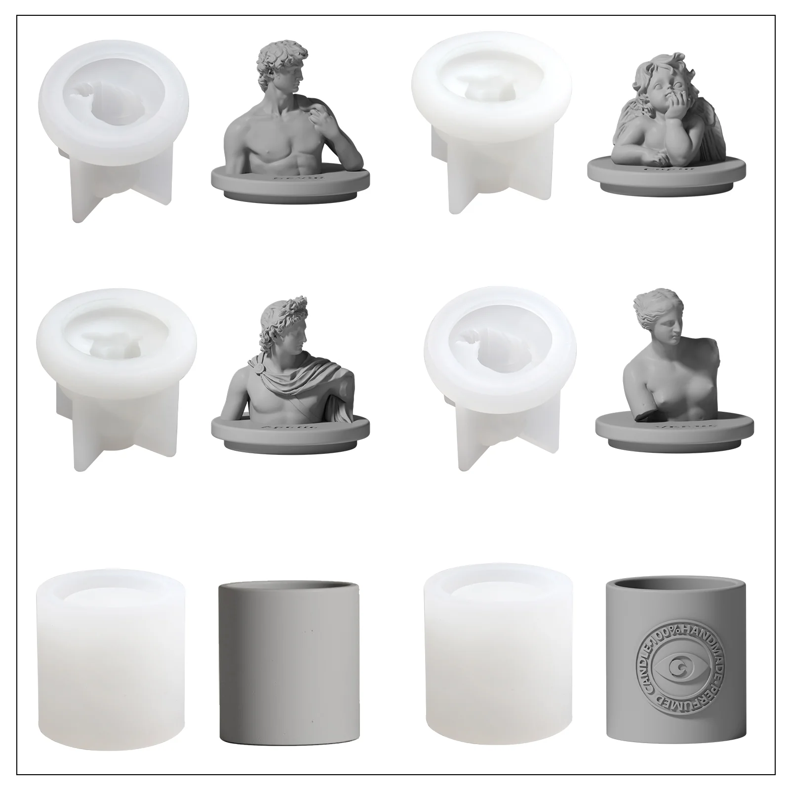 Mythology Sculptures Candle Jar with Lid Silicone Mold - Image 14