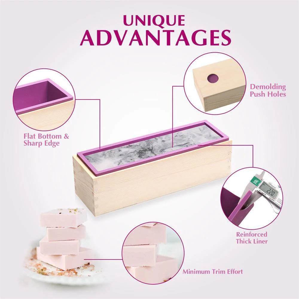 42oz Silicone Rectangle Soap Loaf Mould with 2 Cutters Set - Image 3