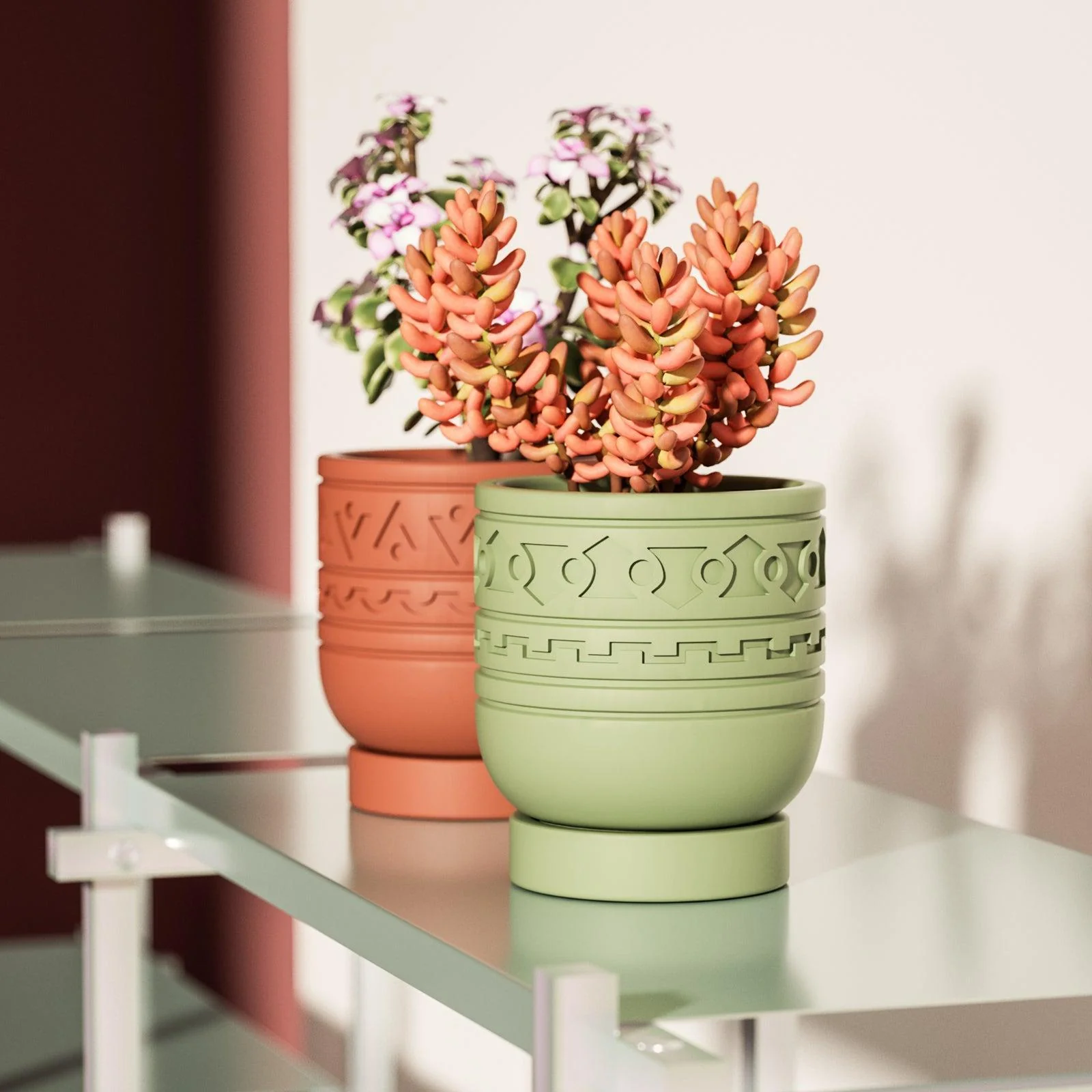 Concrete Pattern Plant Pot and Tray Silicone Mold - Image 7