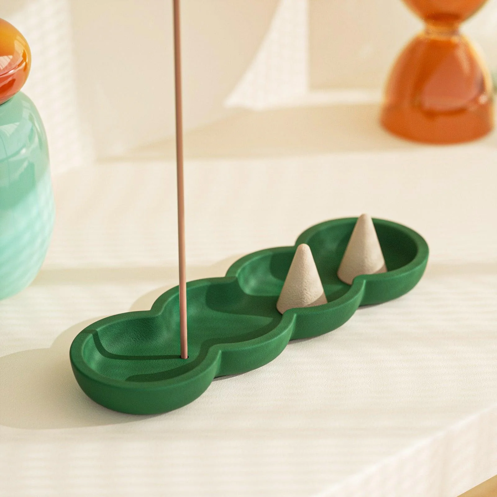 Pea Shape Concrete Incense Holder Silicone Mold - Image 4