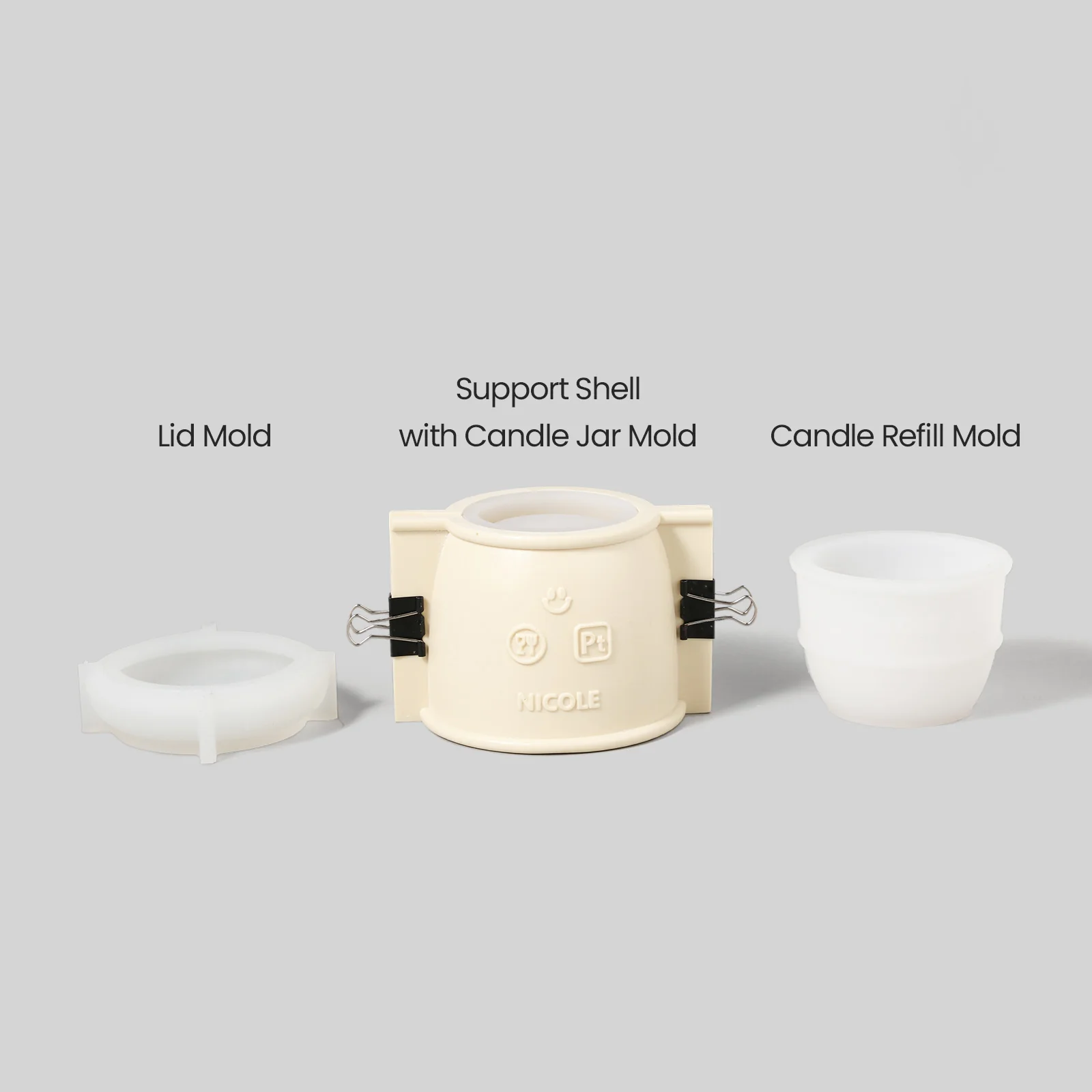 Modern Pebble Candle Jar Silicone Mold with 9oz Candle Refill Mold - Image 11
