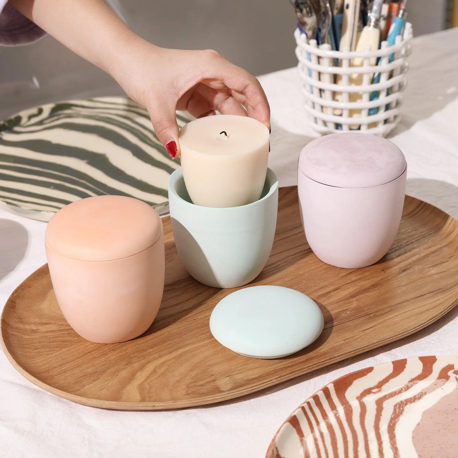 Modern Pebble Candle Jar Silicone Mold with 9oz Candle Refill Mold - Image 6