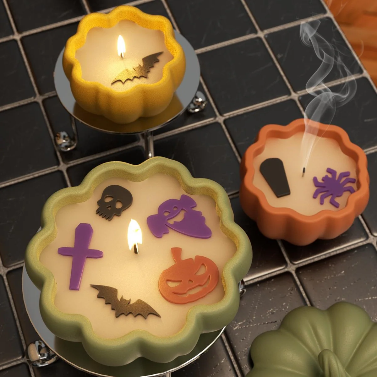 Classic Flat Pumpkin Candle Jar Silicone Mold Collection - Image 3