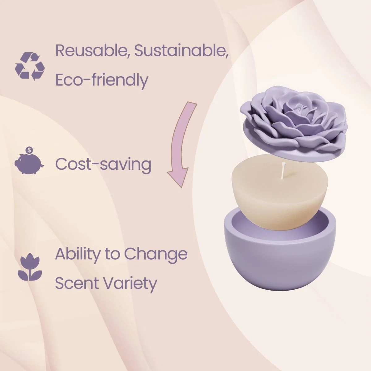 Crowning Rose Candle Jar Silicone Mold & 7oz Candle Refill Mold - Image 10