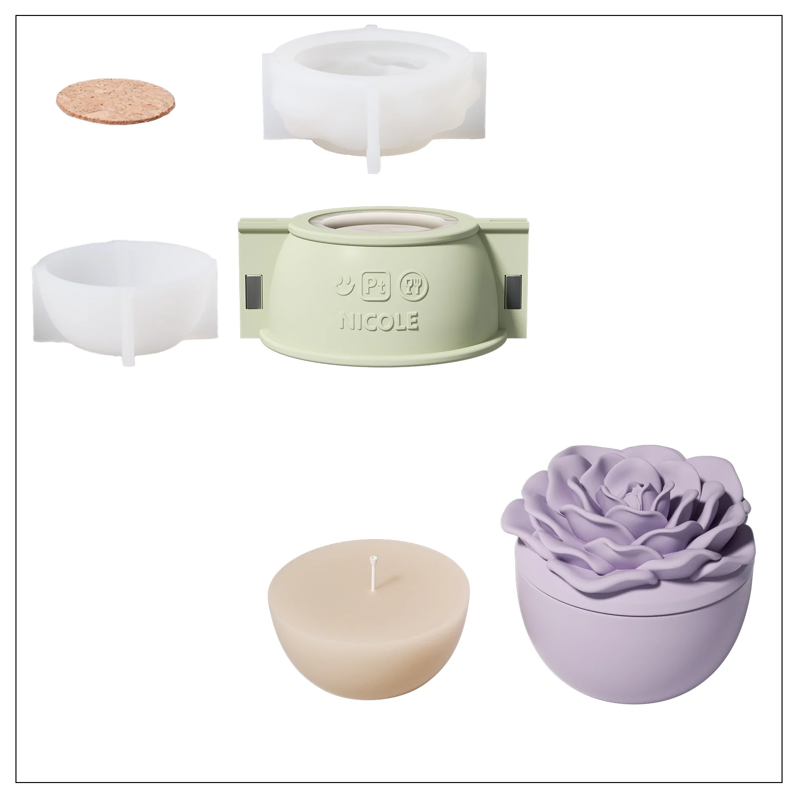 Crowning Rose Candle Jar Silicone Mold & 7oz Candle Refill Mold - Image 15