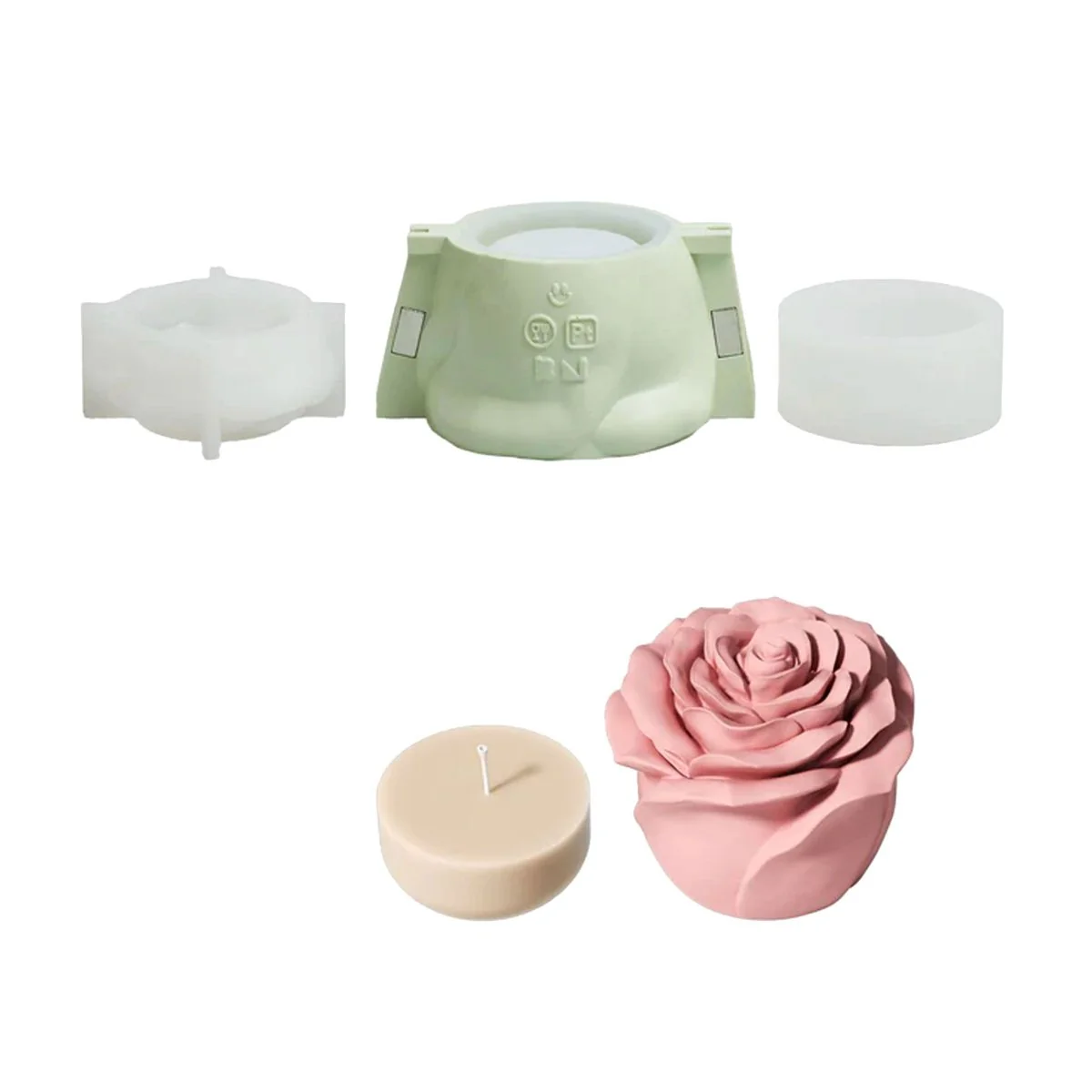 Eternal Rose Bloom Candle Jar & Candle Refill Silicone Mold Collection - Image 10