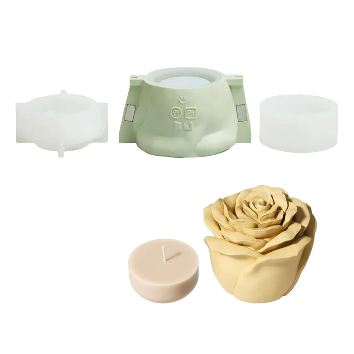 Eternal Rose Bloom Candle Jar & Candle Refill Silicone Mold Collection - Image 11