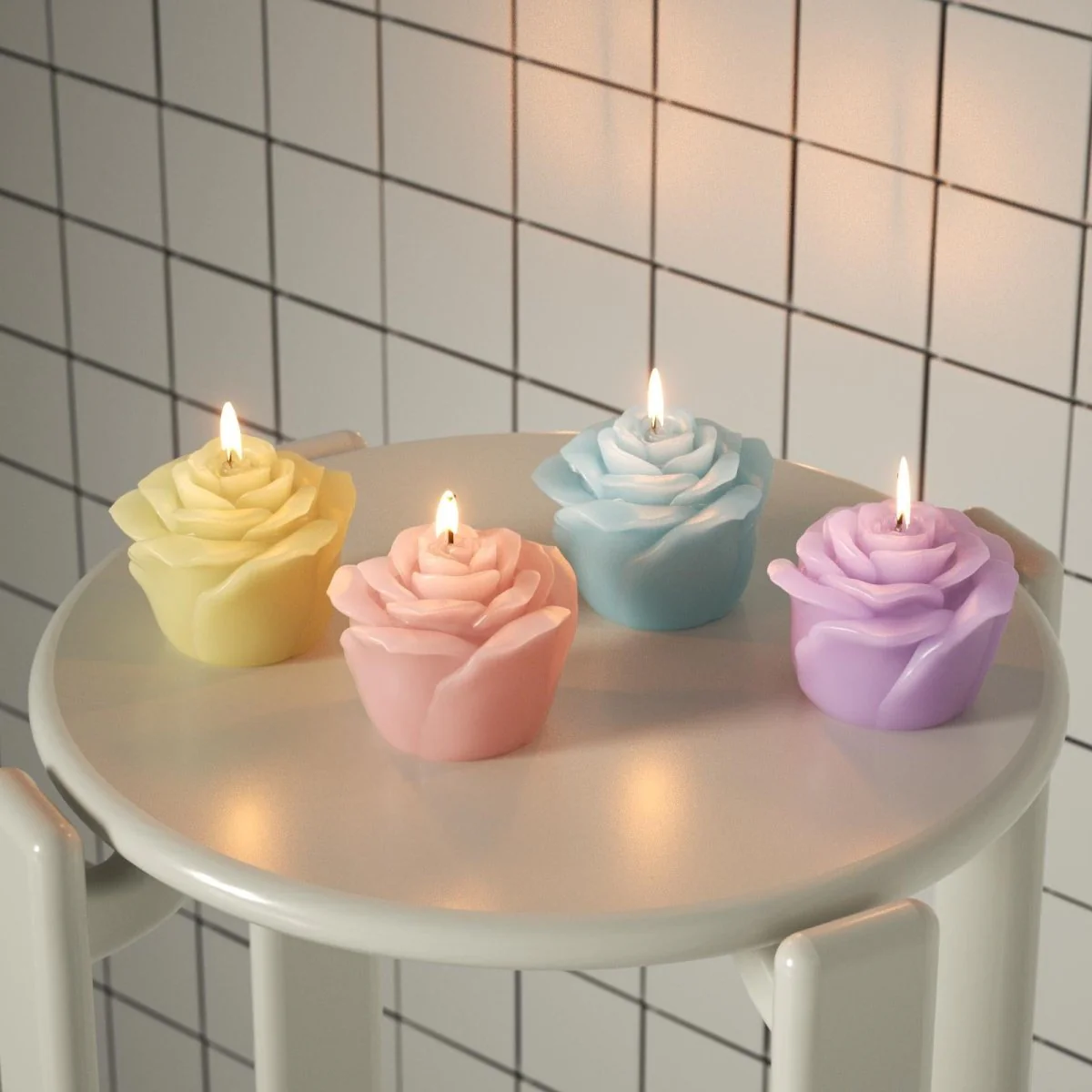 Small Rose Bloom Candle Silicone Mold - Image 3