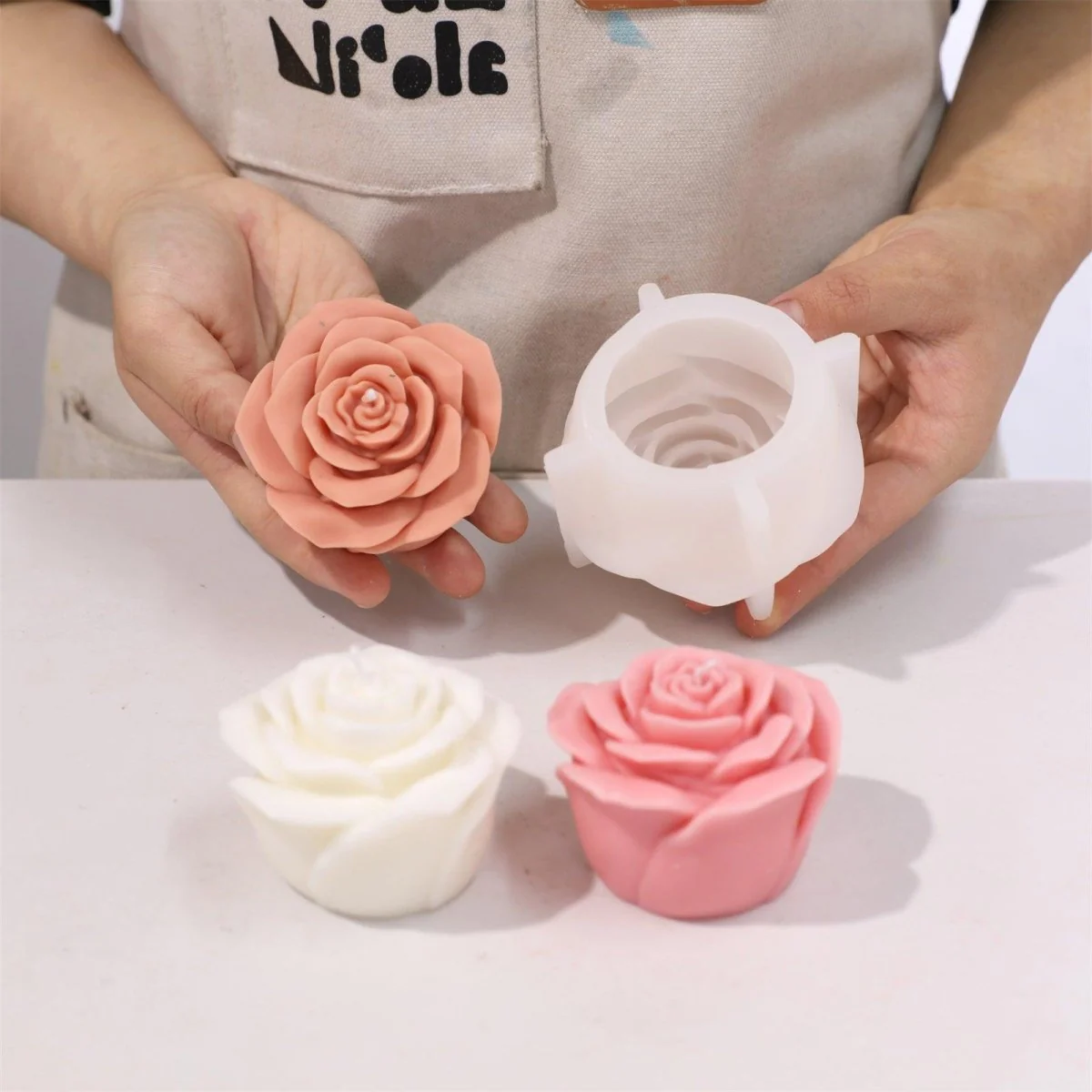 Small Rose Bloom Candle Silicone Mold - Image 4