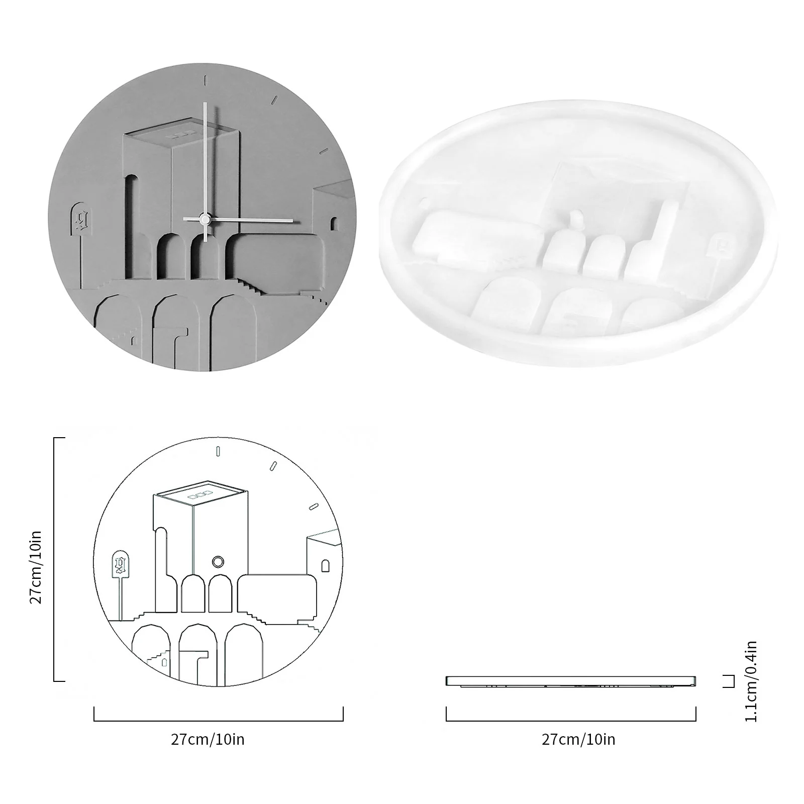 Concrete Round Wall Clock Silicone Mold - Image 4