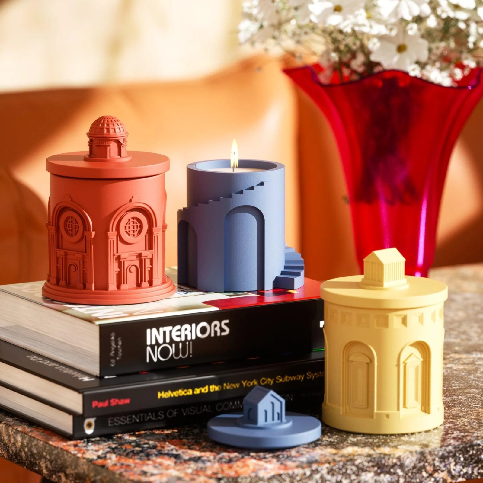Architectural Sculpture Candle Jar with Lid Silicone Mold - Image 4