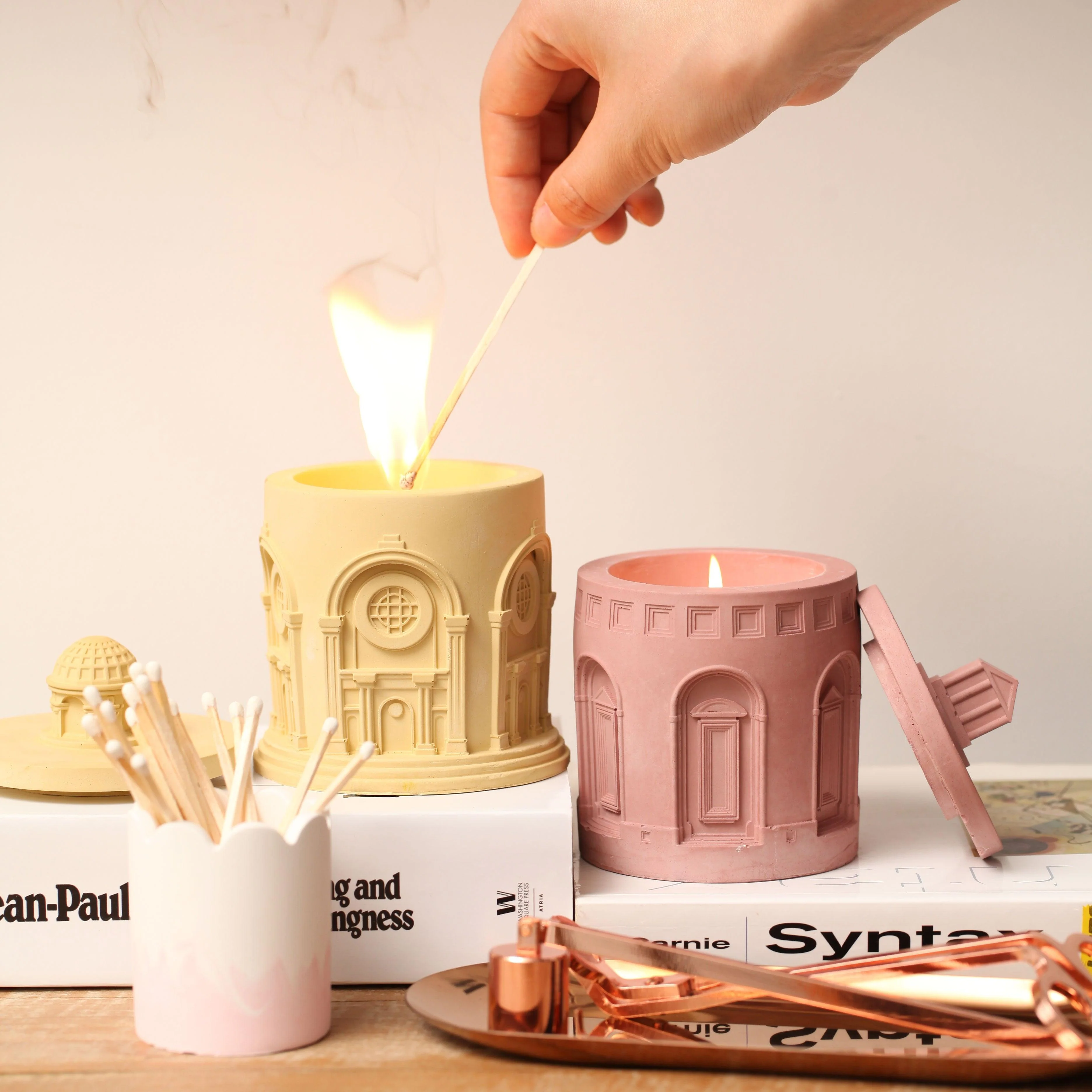 Architectural Sculpture Candle Jar with Lid Silicone Mold - Image 5