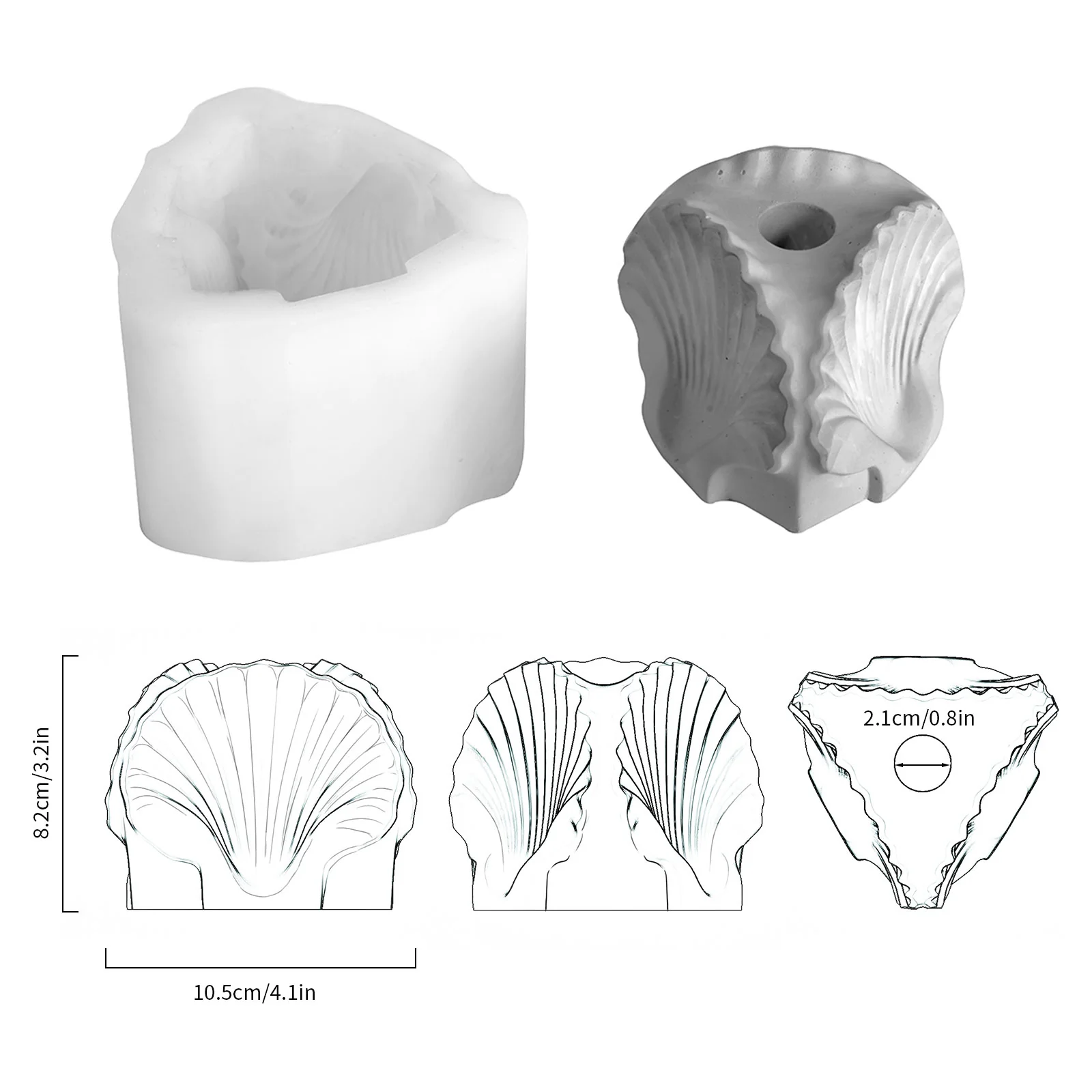 Seashell Taper Candle Holder Silicone Mold - Image 4