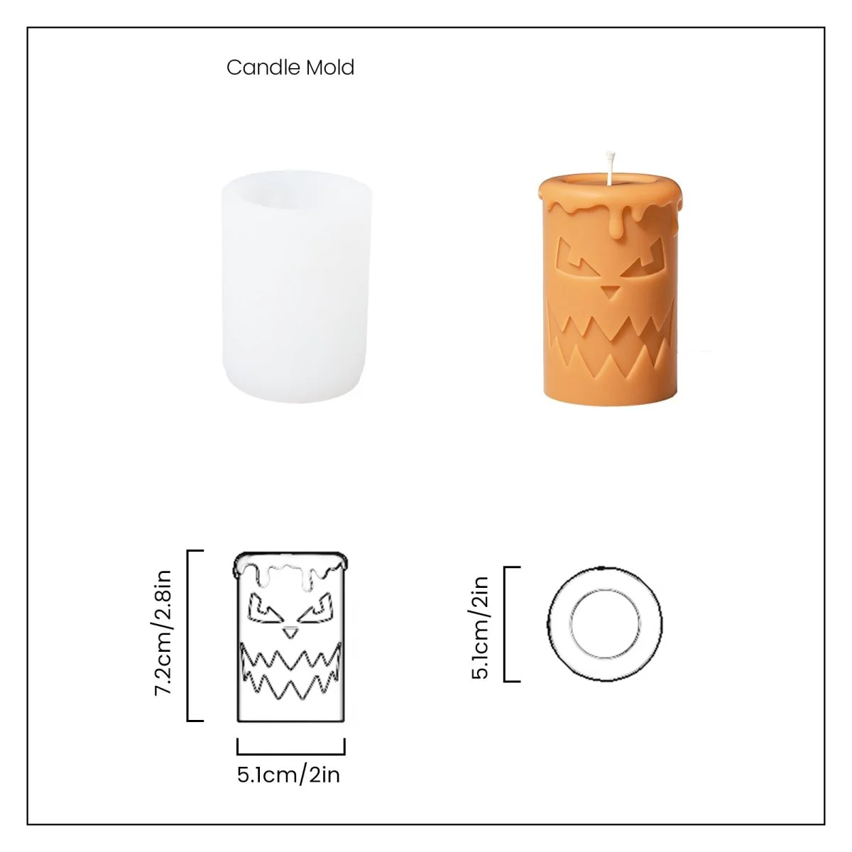 Short Scary Pumpkin Ghost Face Pillar Candle Silicone Mold for Halloween - Image 13