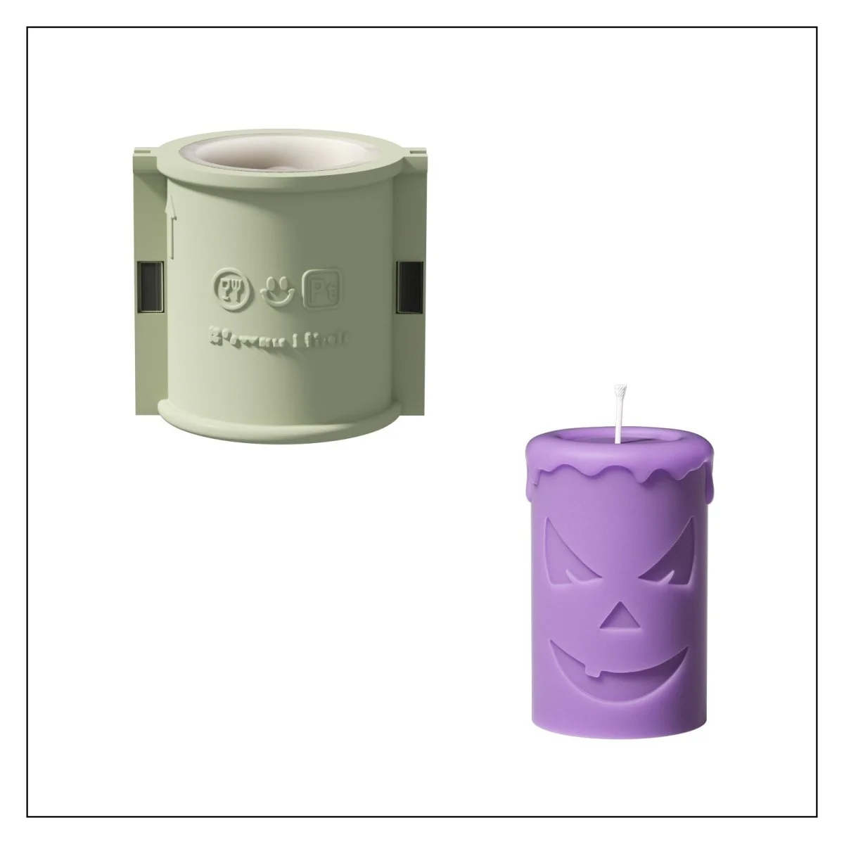 Tall Scary Pumpkin Ghost Face Pillar Candle Silicone Mold for Halloween - Image 13
