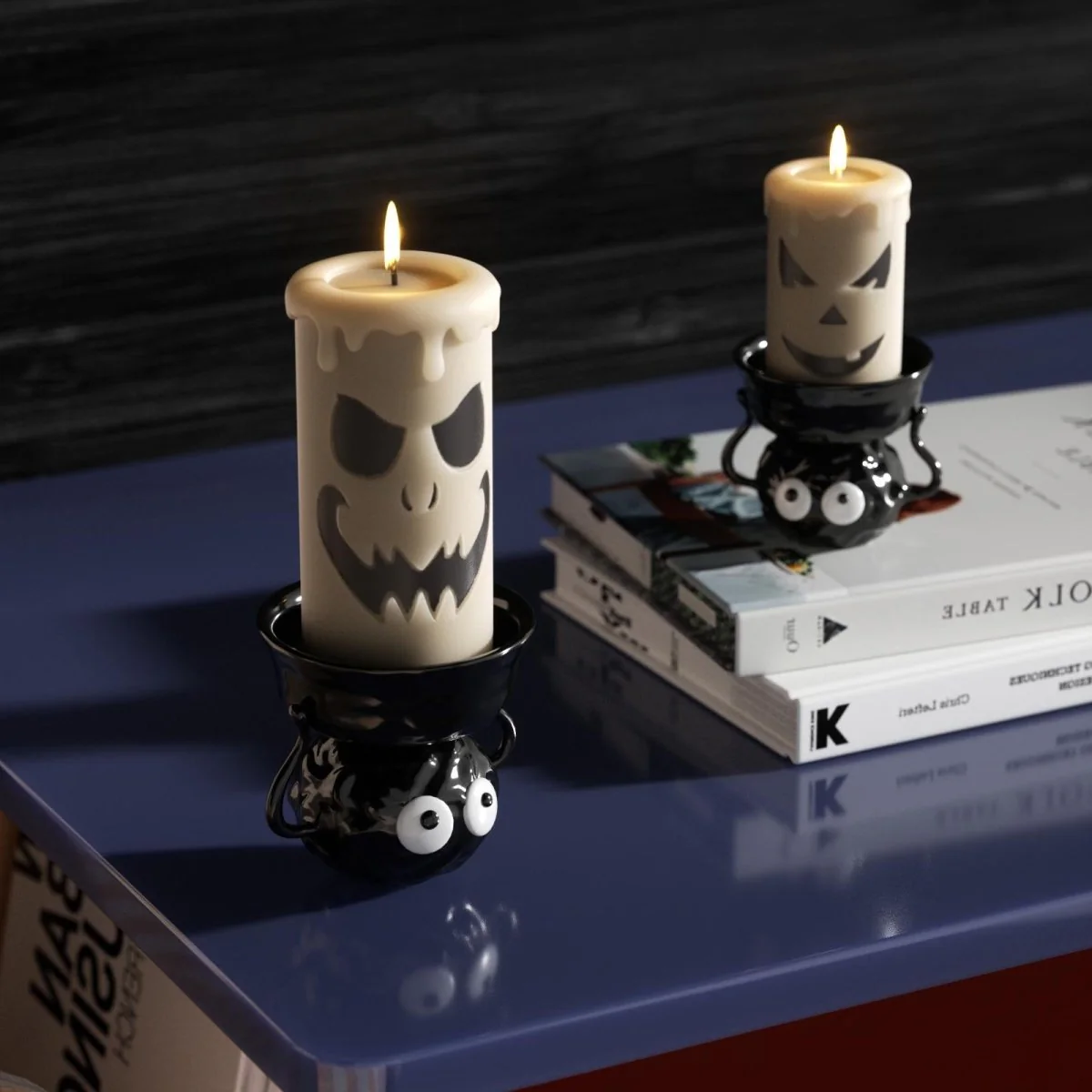 Tall Scary Pumpkin Ghost Face Pillar Candle Silicone Mold for Halloween - Image 6