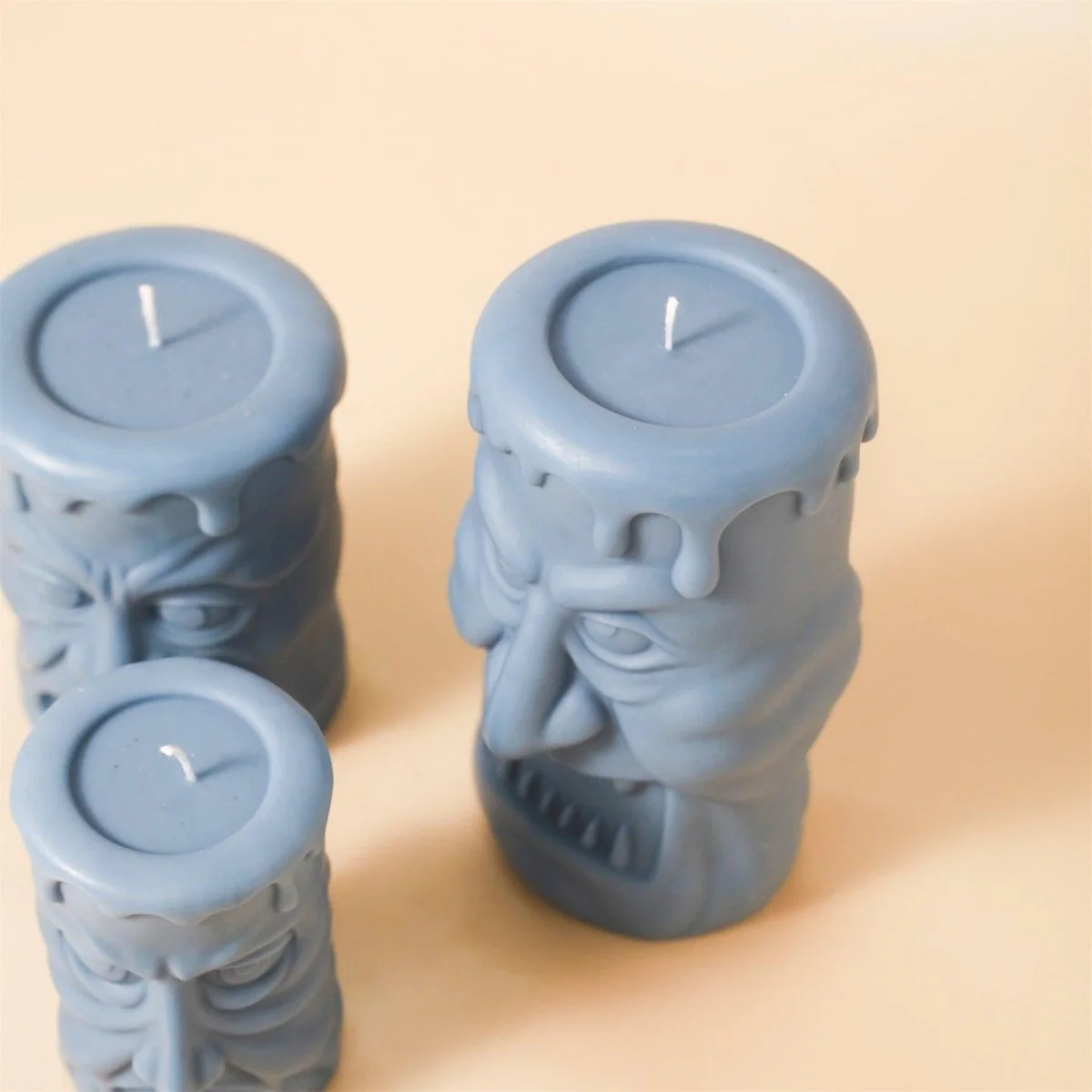 Double-sided Scary Ghost Face Pillar Candle Silicone Mold Collection for Halloween - Image 10