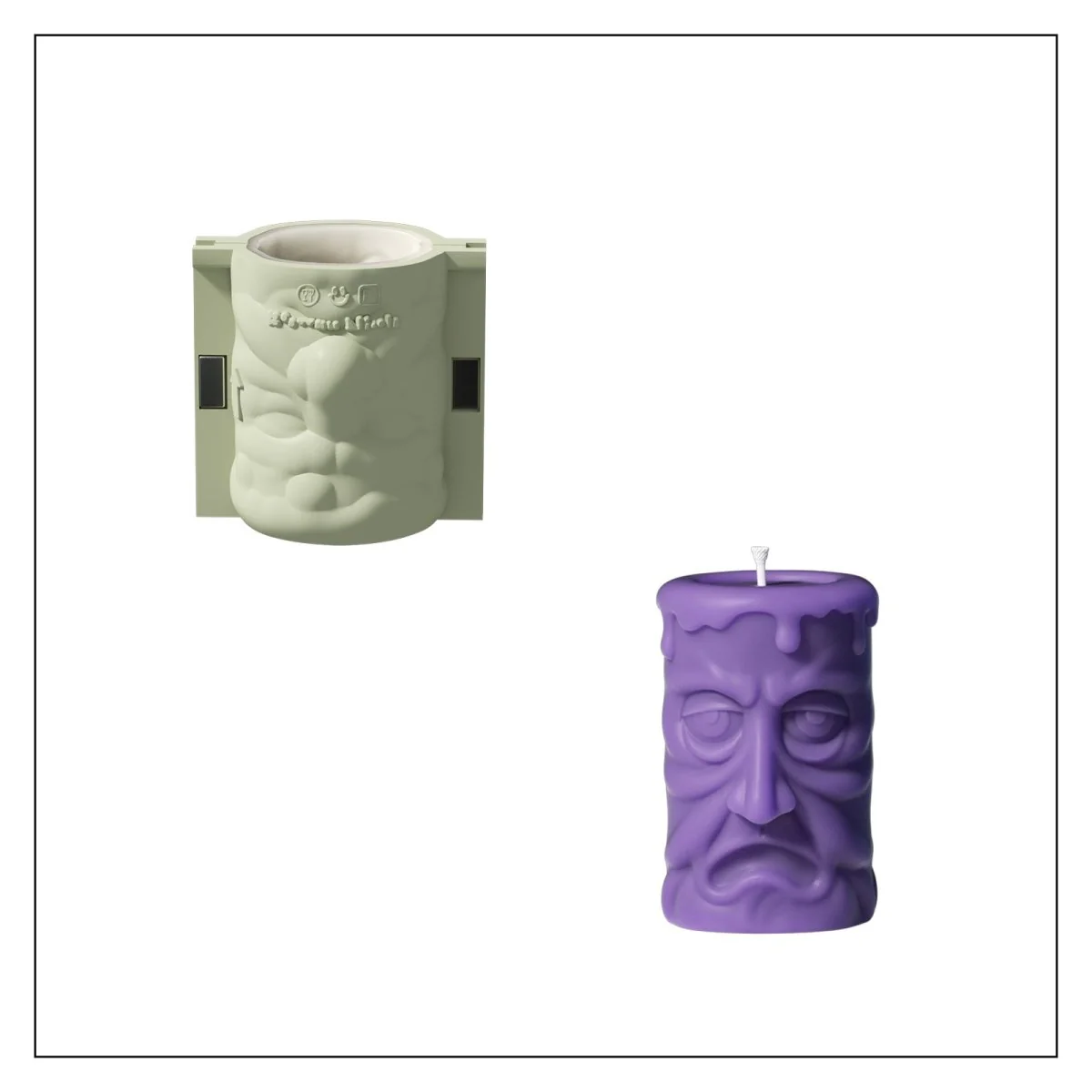 Double-sided Scary Ghost Face Pillar Candle Silicone Mold Collection for Halloween - Image 13
