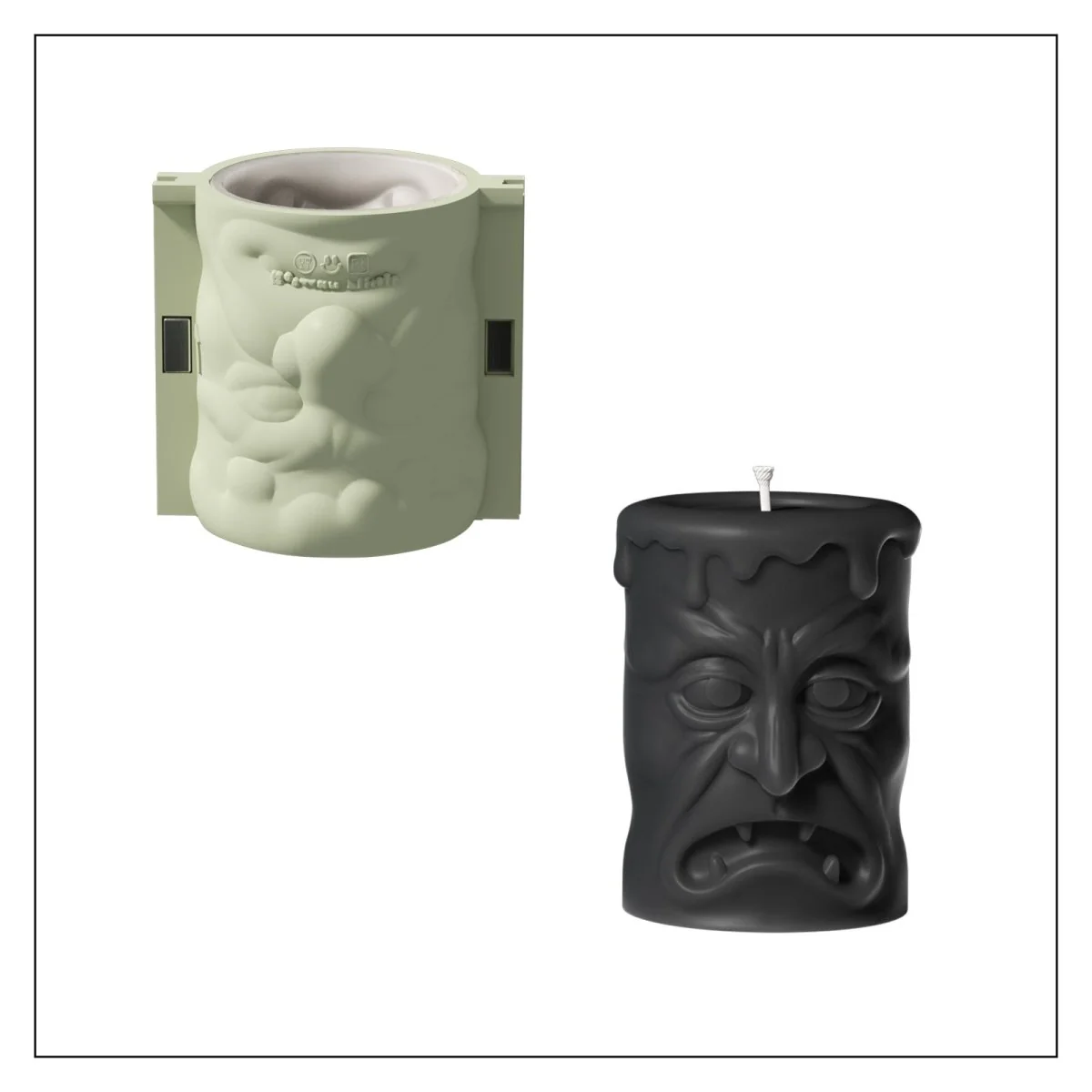 Double-sided Scary Ghost Face Pillar Candle Silicone Mold Collection for Halloween - Image 14
