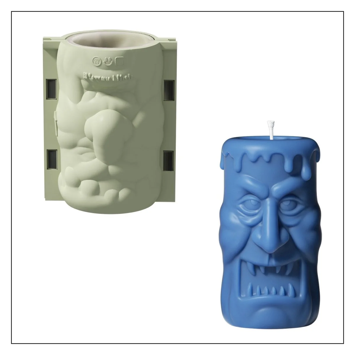 Double-sided Scary Ghost Face Pillar Candle Silicone Mold Collection for Halloween - Image 15