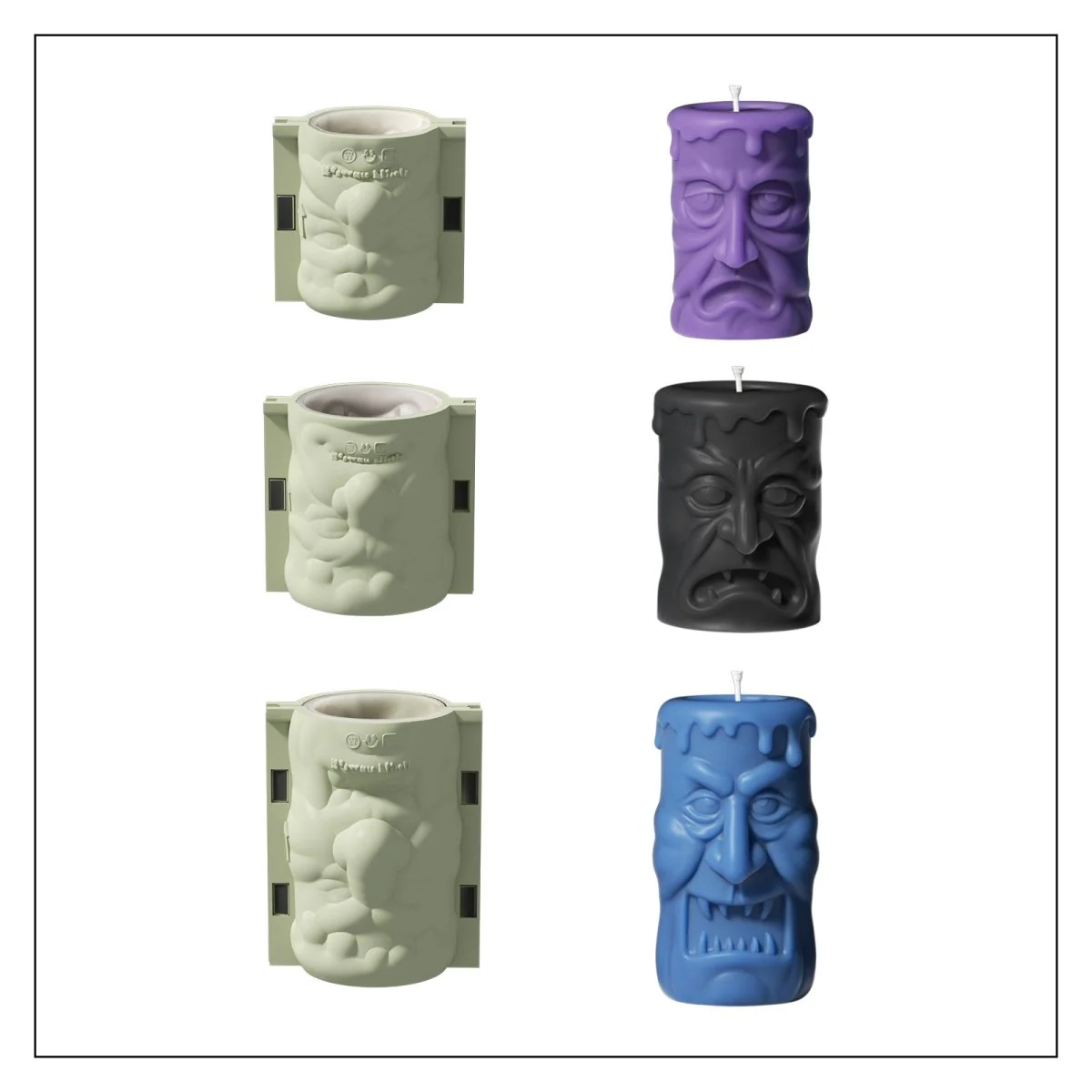 Double-sided Scary Ghost Face Pillar Candle Silicone Mold Collection for Halloween - Image 16