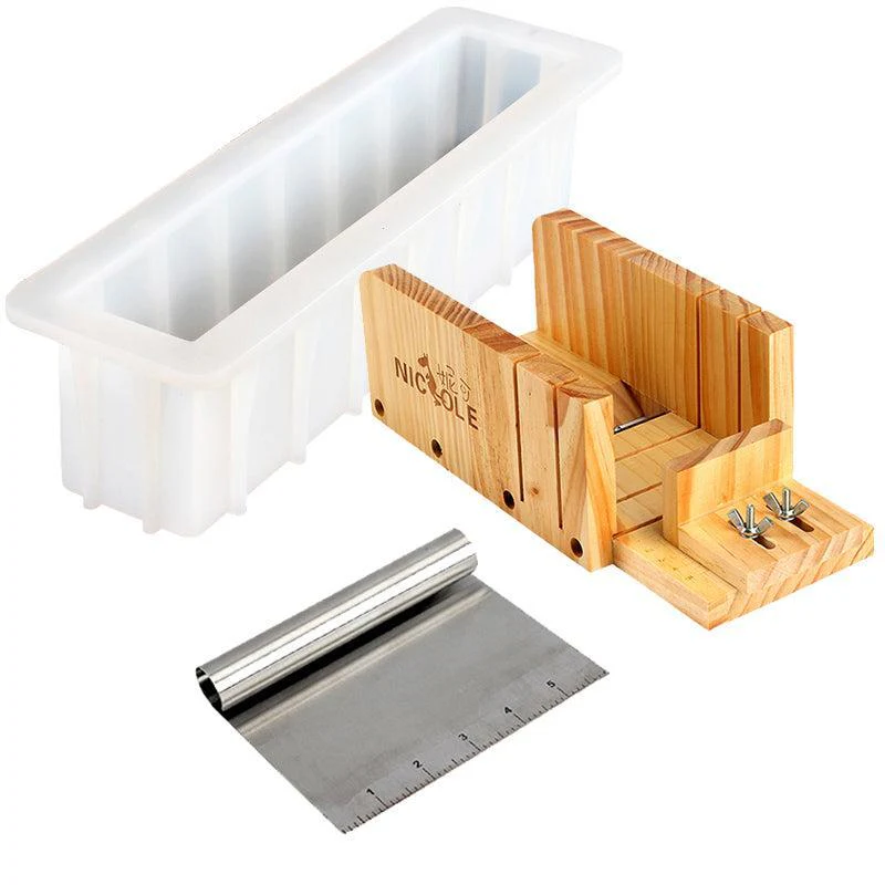 Tall and Skinny 12-inch Silicone Loaf Soap Mold Cutters Combo Tool Set