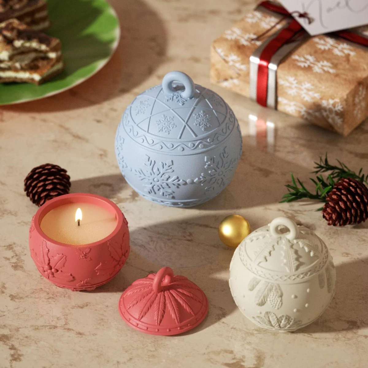 3oz Christmas Charm Bauble Light Candle Jar Silicone Mold - Image 8