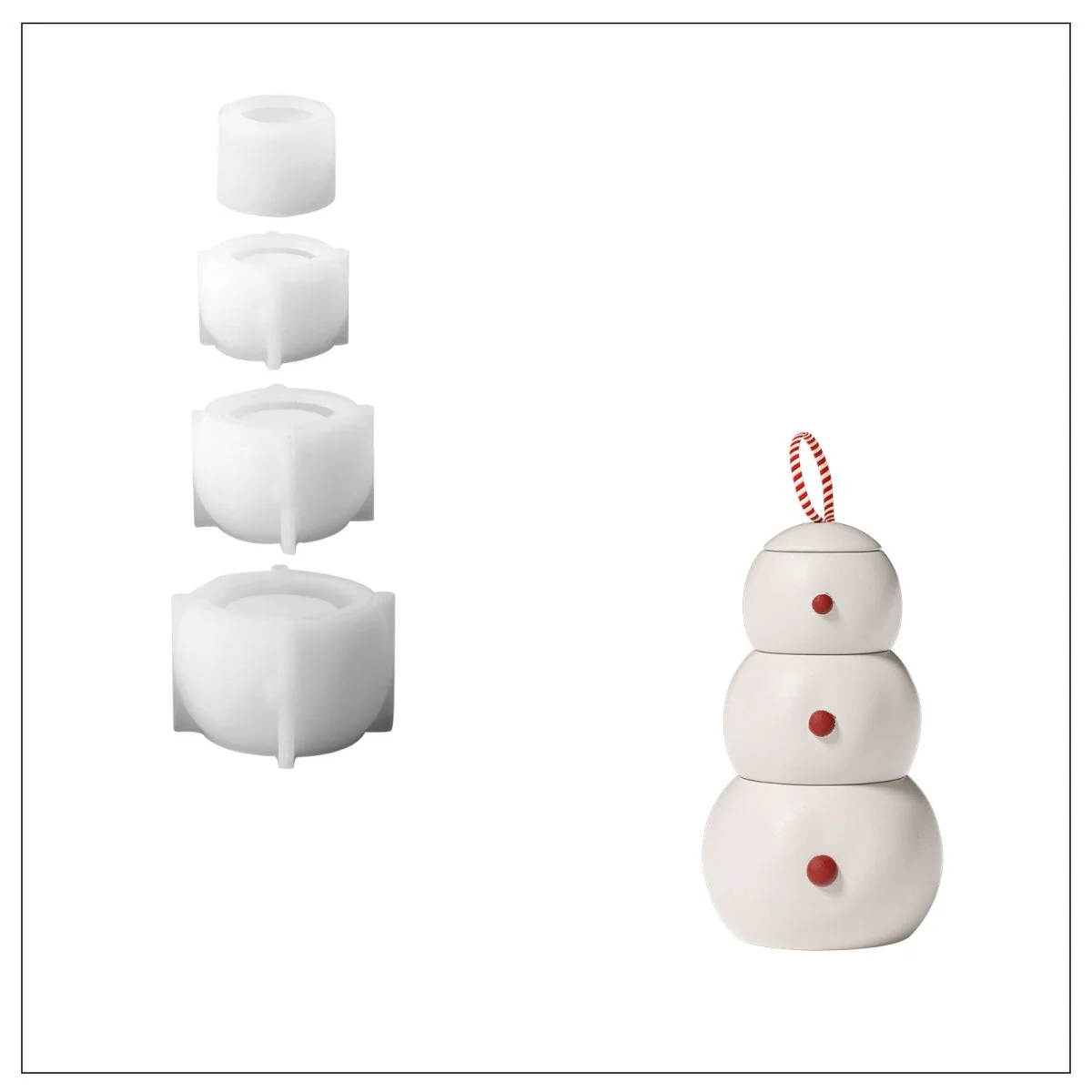 Chubby Snowman Stacking Candle Jar Silicone Mold - Image 8