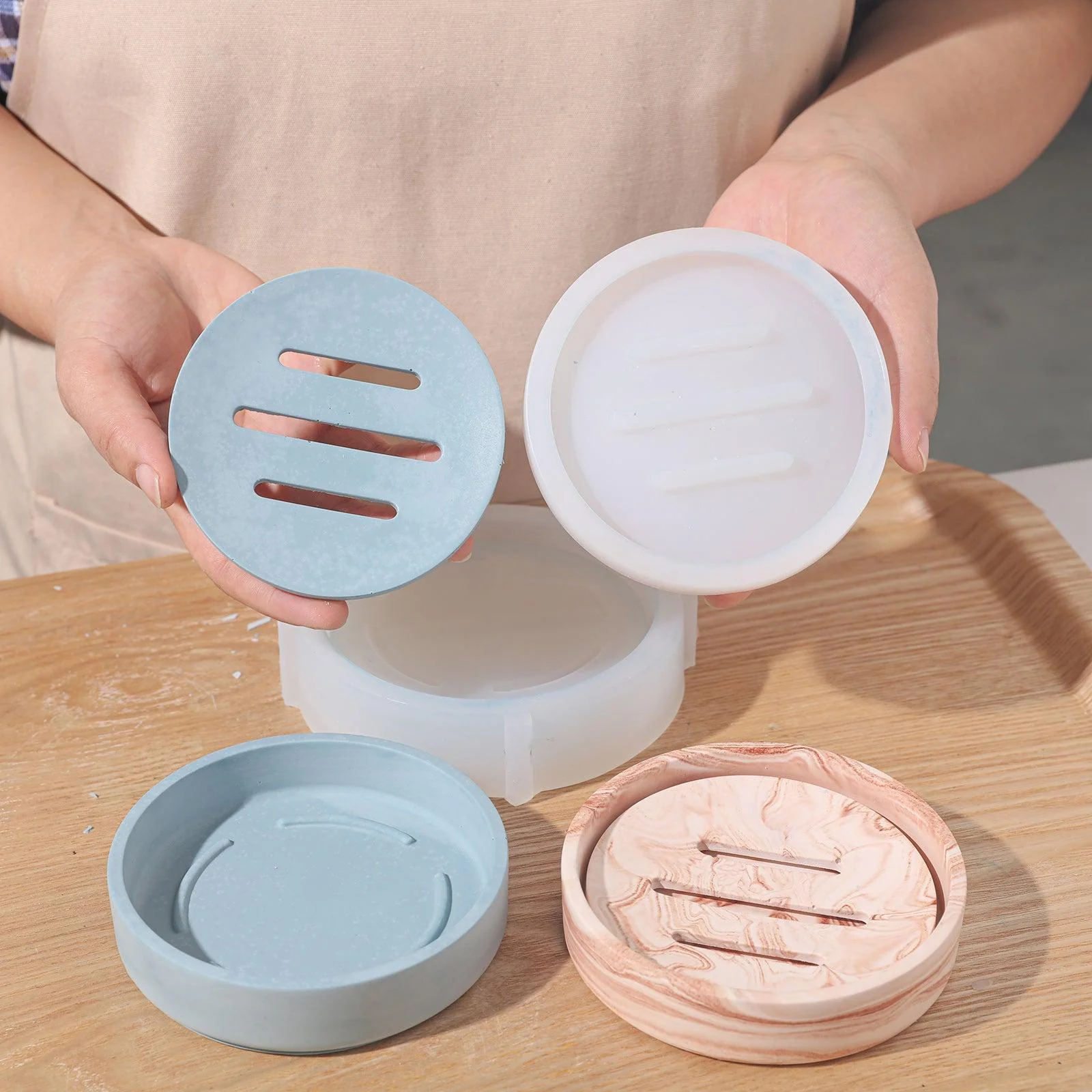 Round Detach & Drain Soap Dish Silicone Mold - Image 3