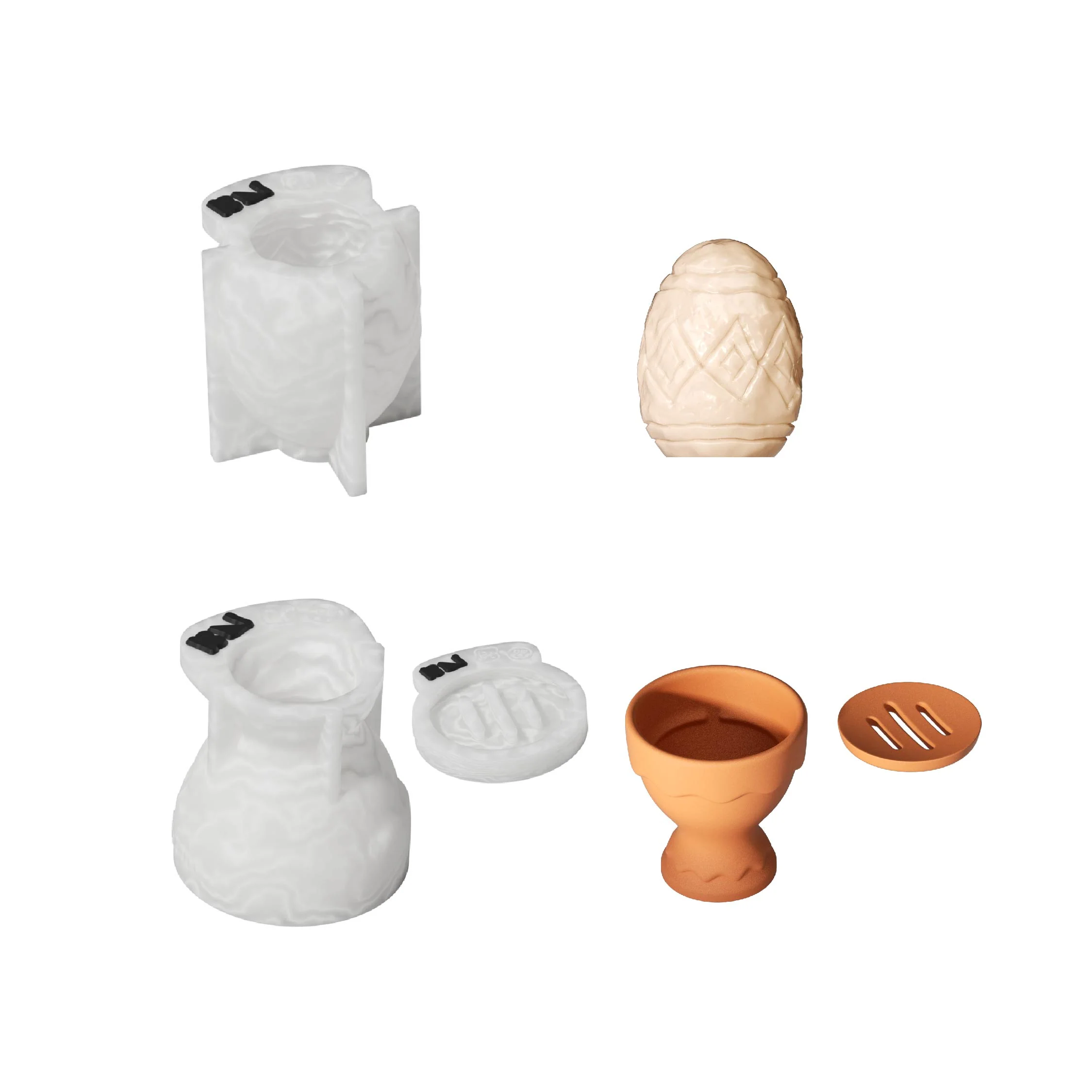 Classic Patterned Egg Soap & Egg Cup Soap Dish Silicone Mold Set - Image 11