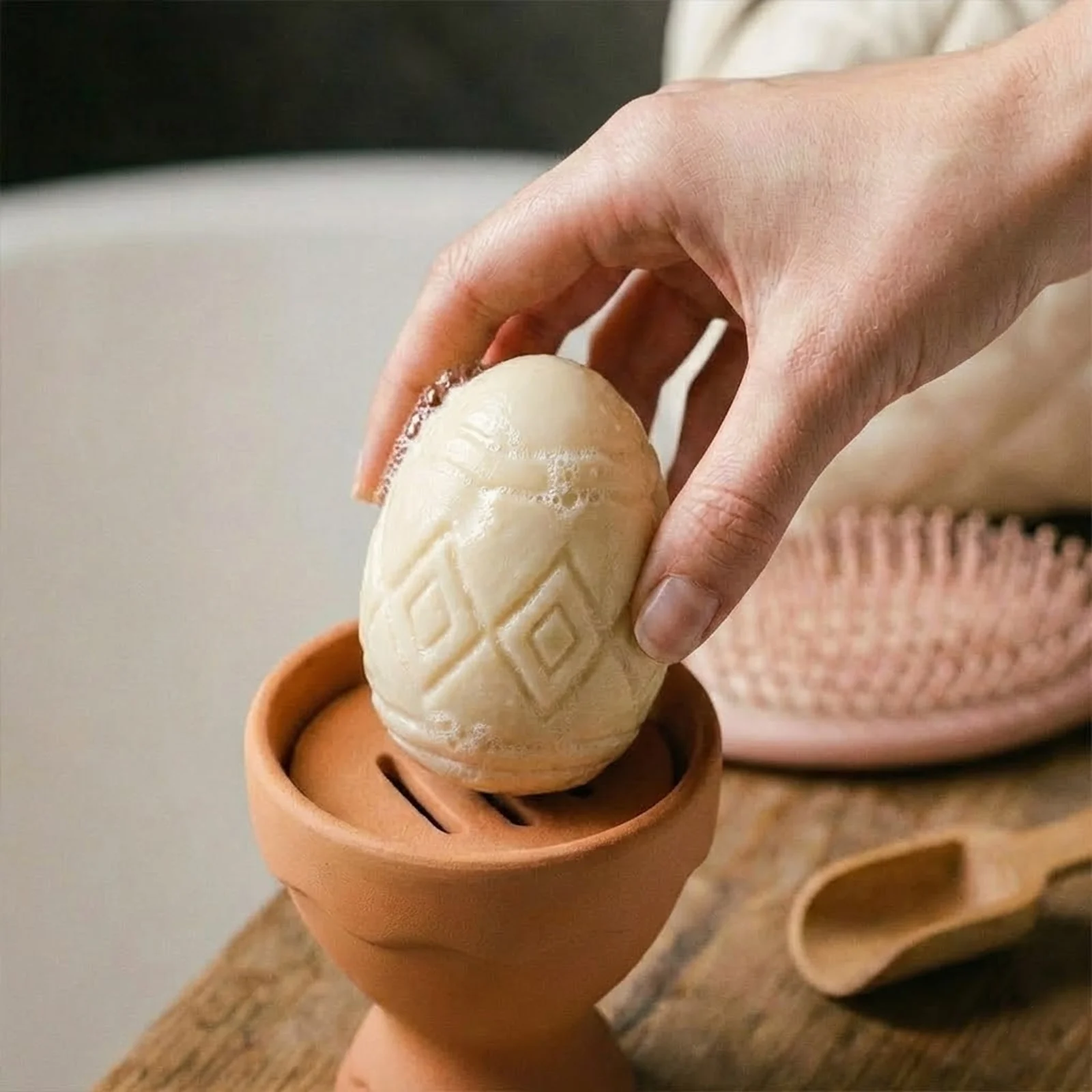 Classic Patterned Egg Soap & Egg Cup Soap Dish Silicone Mold Set - Image 3