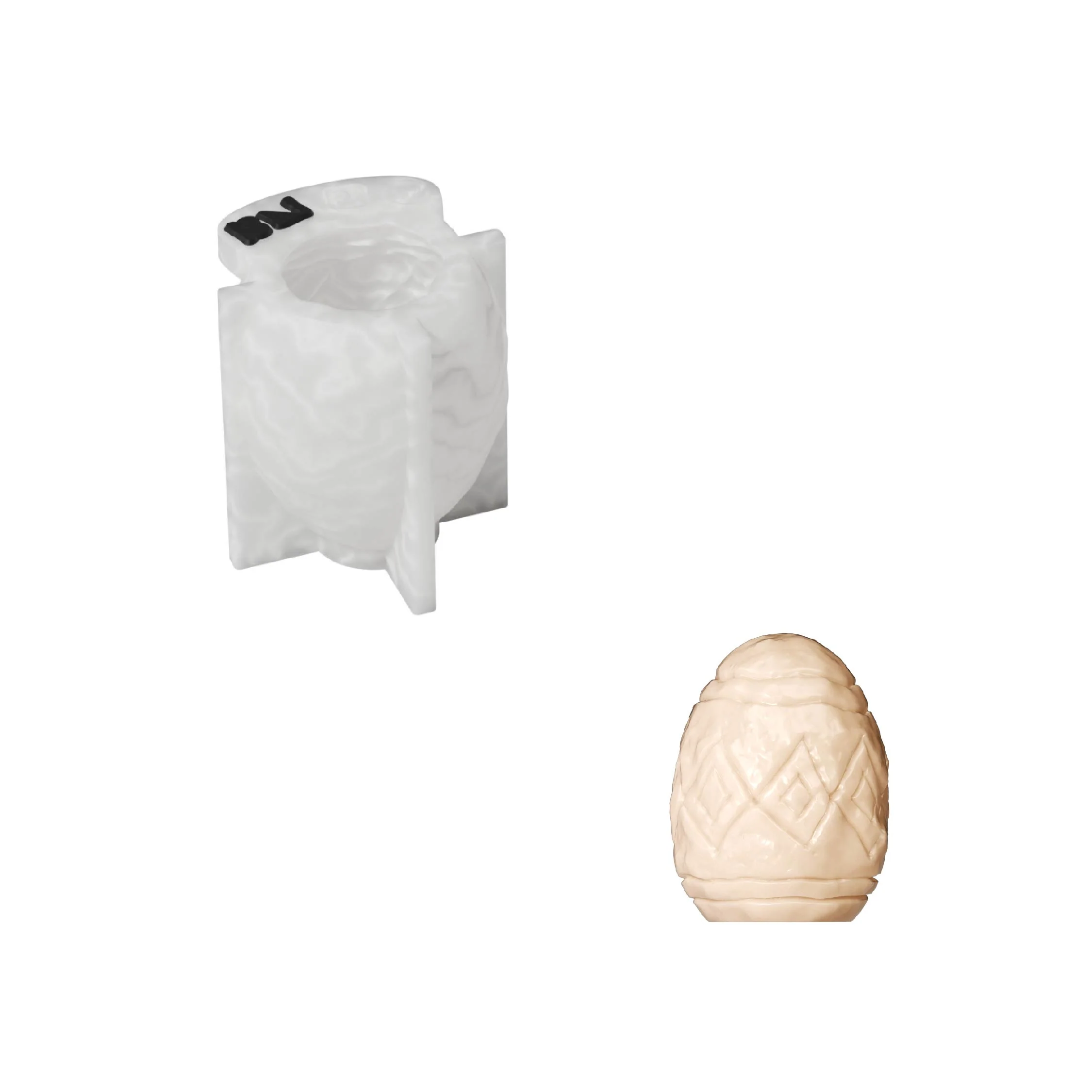 Classic Patterned Egg Soap & Egg Cup Soap Dish Silicone Mold Set - Image 9