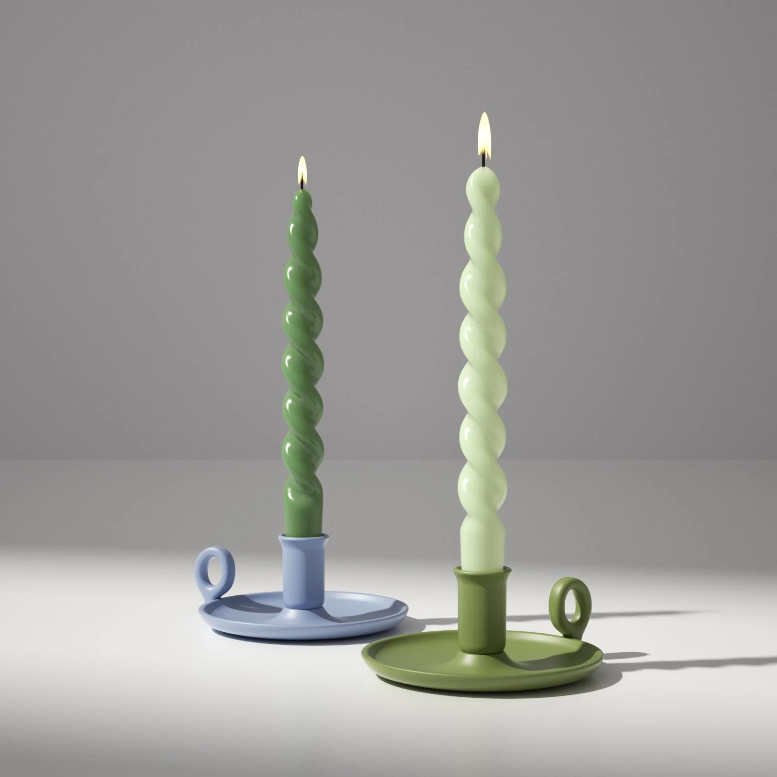 PLAY Spiral Taper Candle - Set of 4 -Forest Green & Mint Green - Image 5