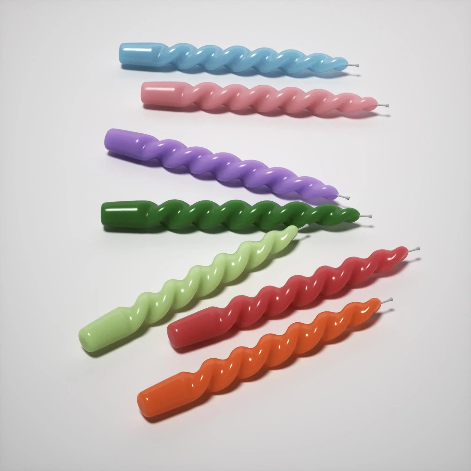 PLAY Spiral Taper Candle - Set of 4 -Forest Green & Mint Green - Image 6