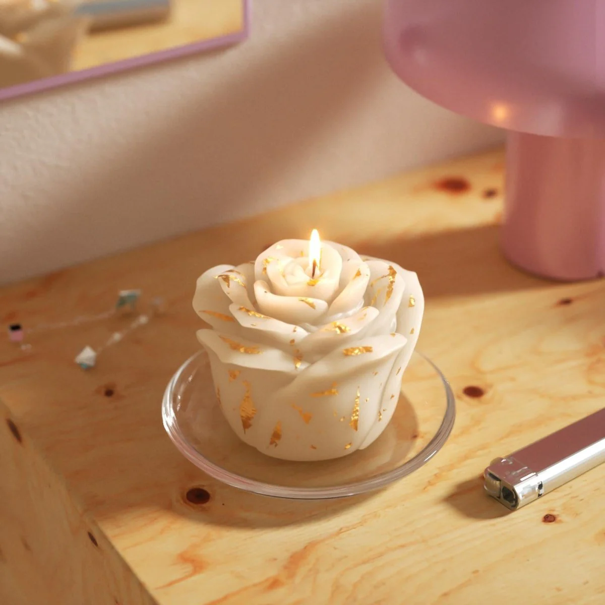 Medium Rose Bloom Candle Silicone Mold - Image 2