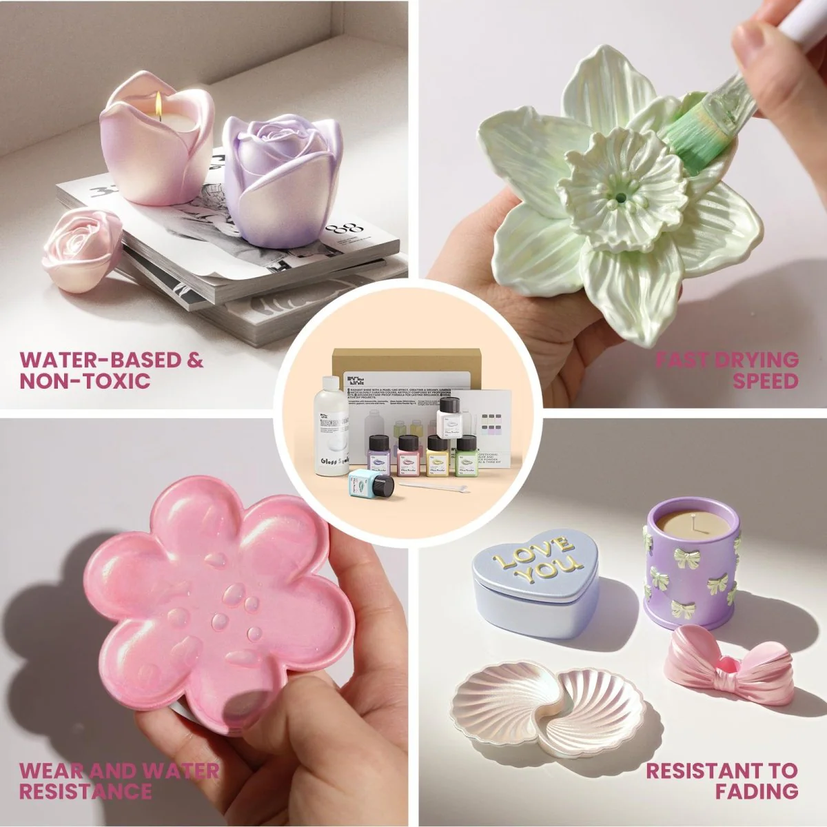 Glitter Colorable Acrylic Gloss Sealer Varnish with Mica Powder Kit-6 of Spring Summer Vibe - Image 7