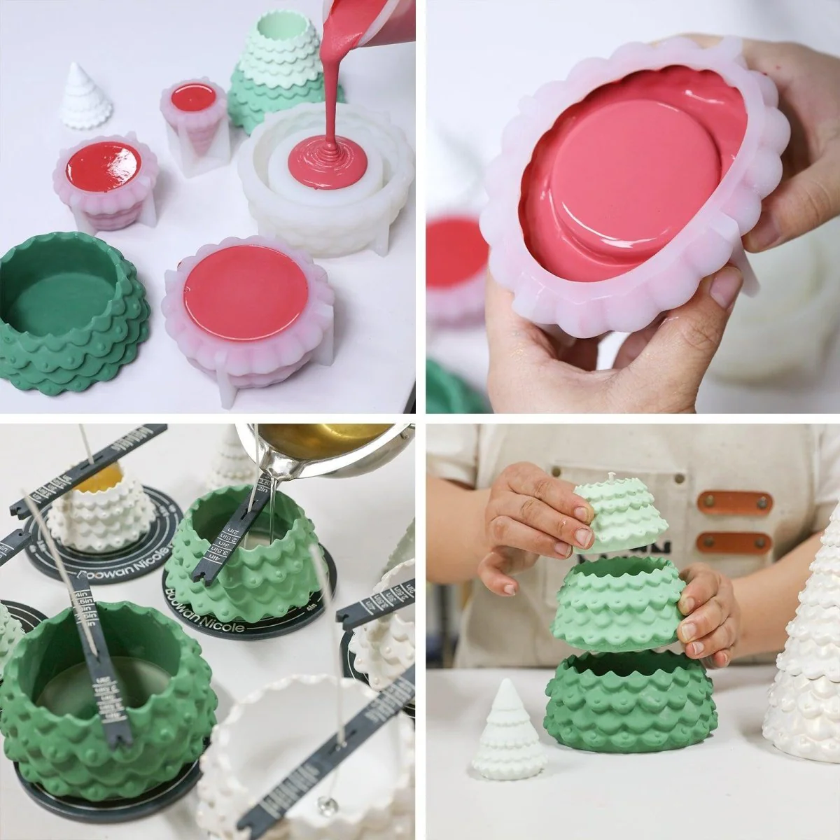 Gleaming Stacking Christmas Tree Candle Jar Silicone Mold - Image 3