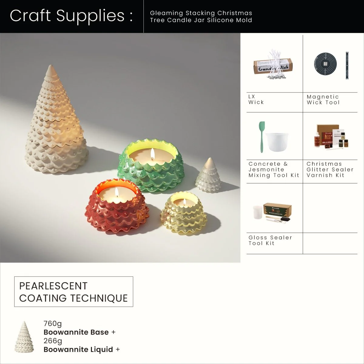 Gleaming Stacking Christmas Tree Candle Jar Silicone Mold - Image 9