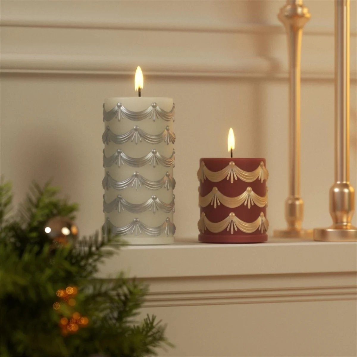 Icing Swag Pillar Candle Silicone Mold Collection - Image 2