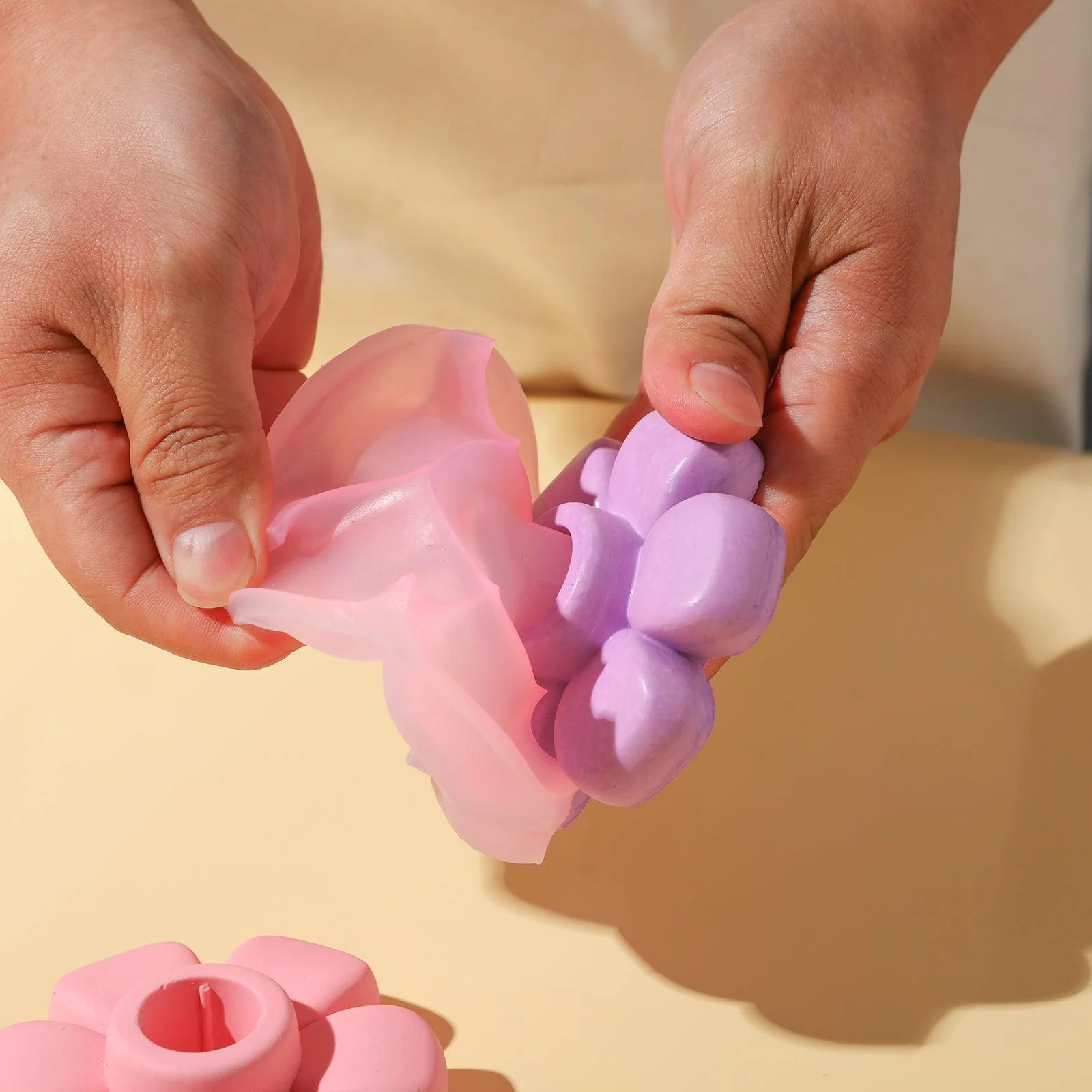 Floral Smile Face Taper Candle Holder Silicone Mold - Image 3