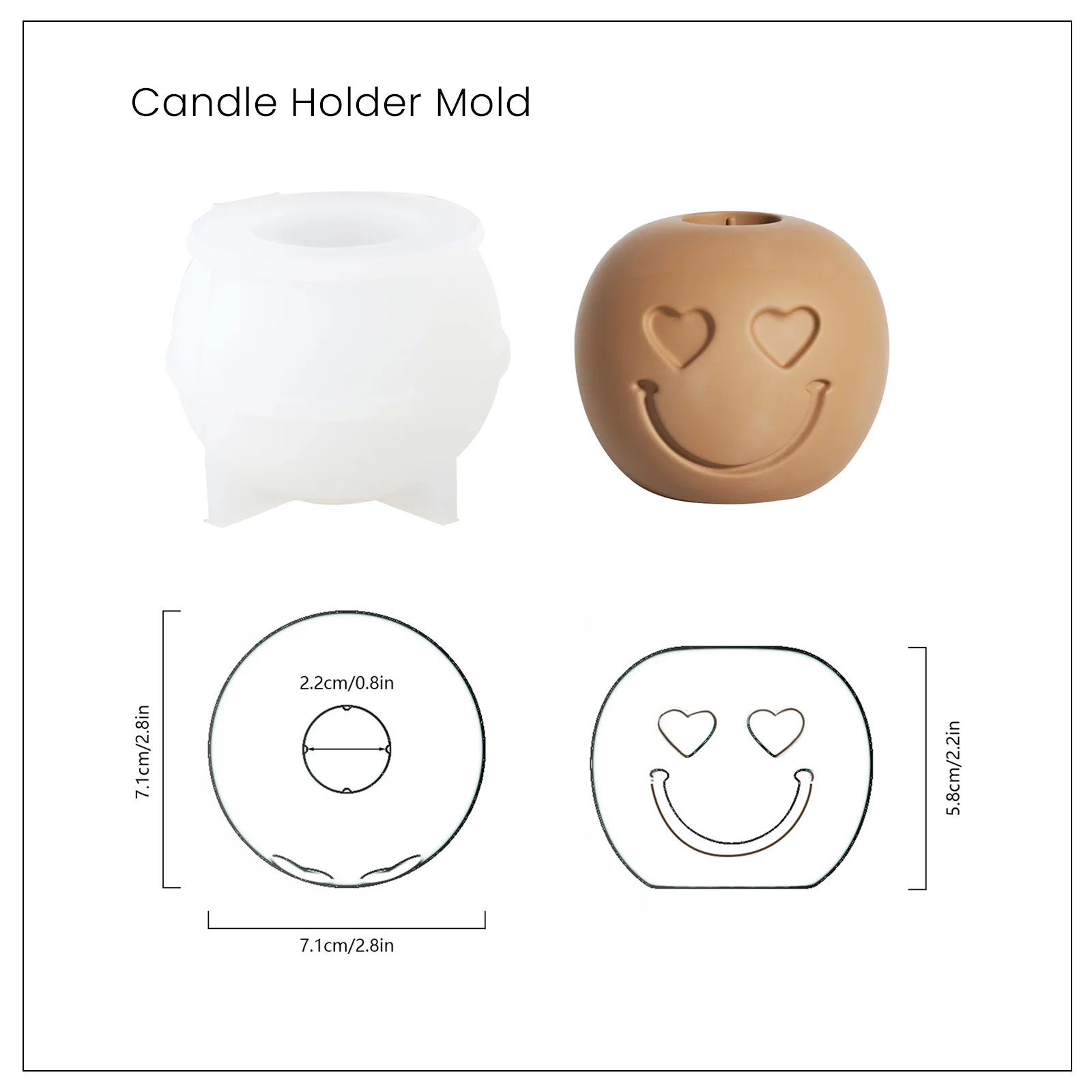 Smiley Face Emoticon Taper Candle Holder Silicone Mould - Image 9