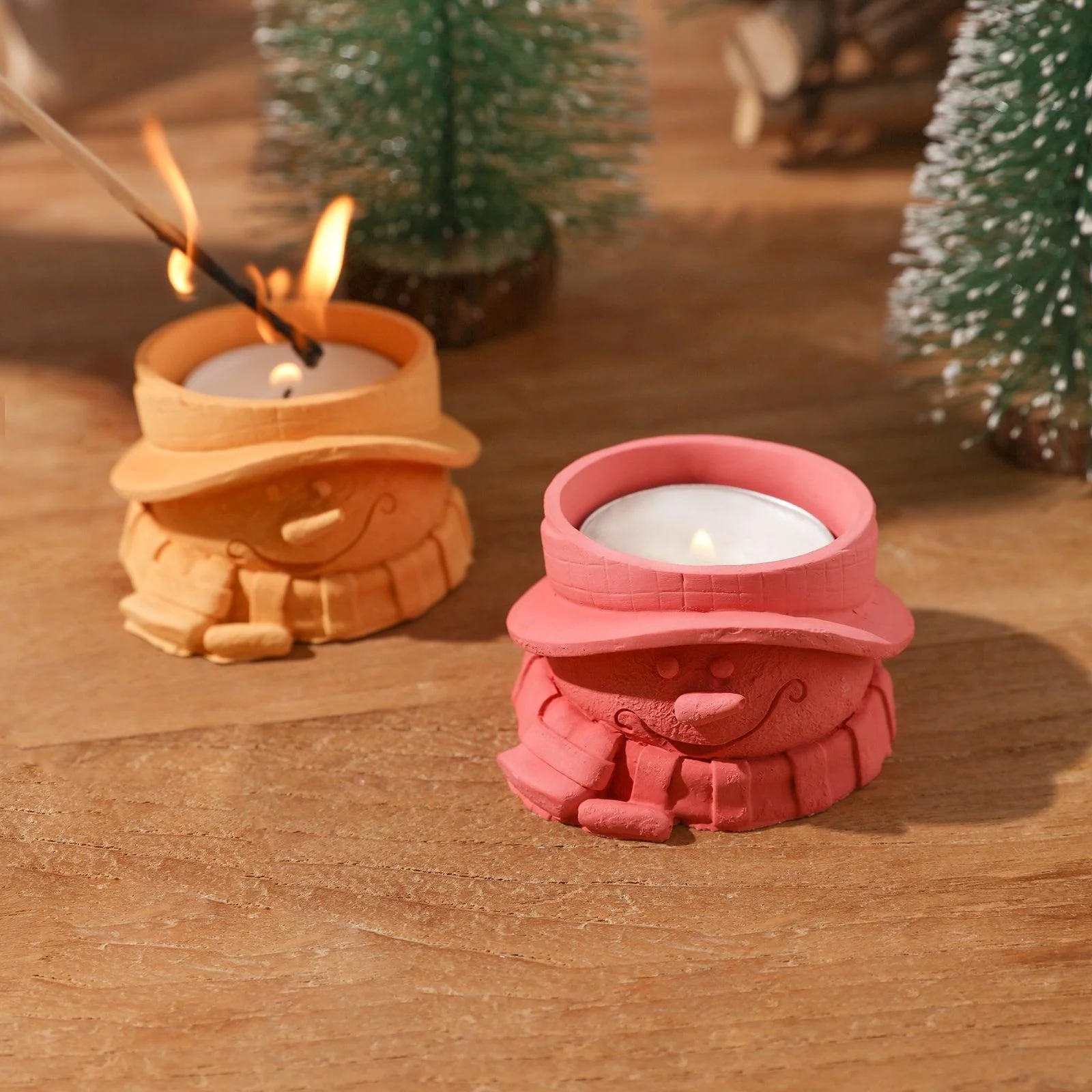 Christmas Snowman Tealight Candle Holder Silicone Mold - Image 4