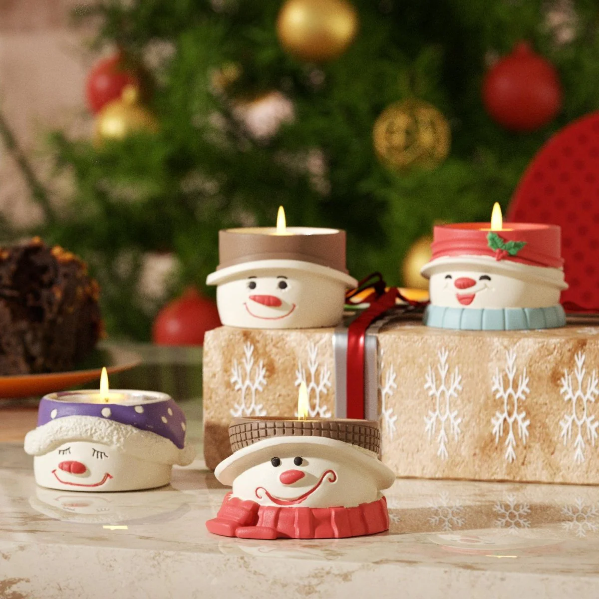 Christmas Snowman Tealight Candle Holder Silicone Mold - Image 7