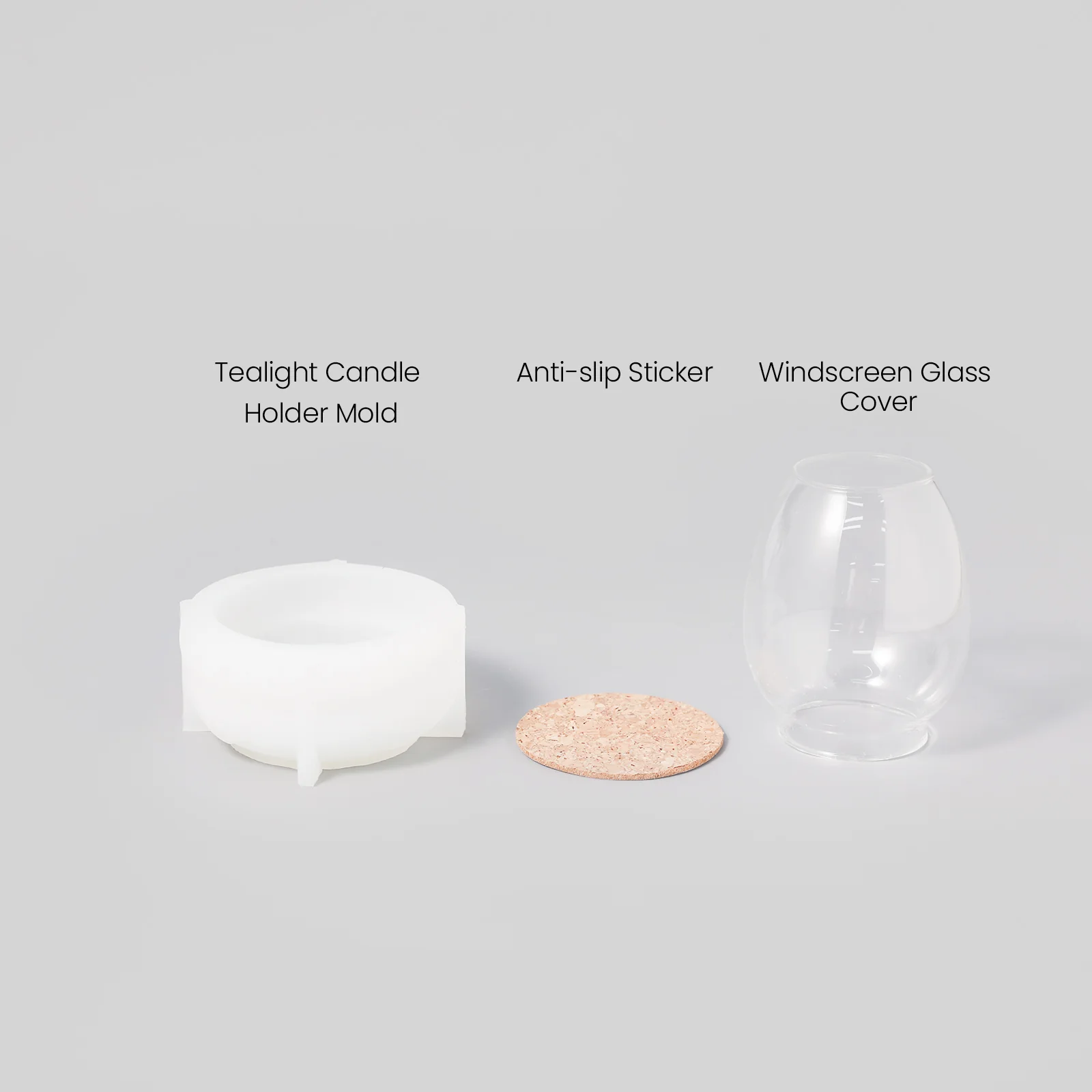 Windproof Glass Cover Tealight Holder Concrete Silicone Mold - Image 9