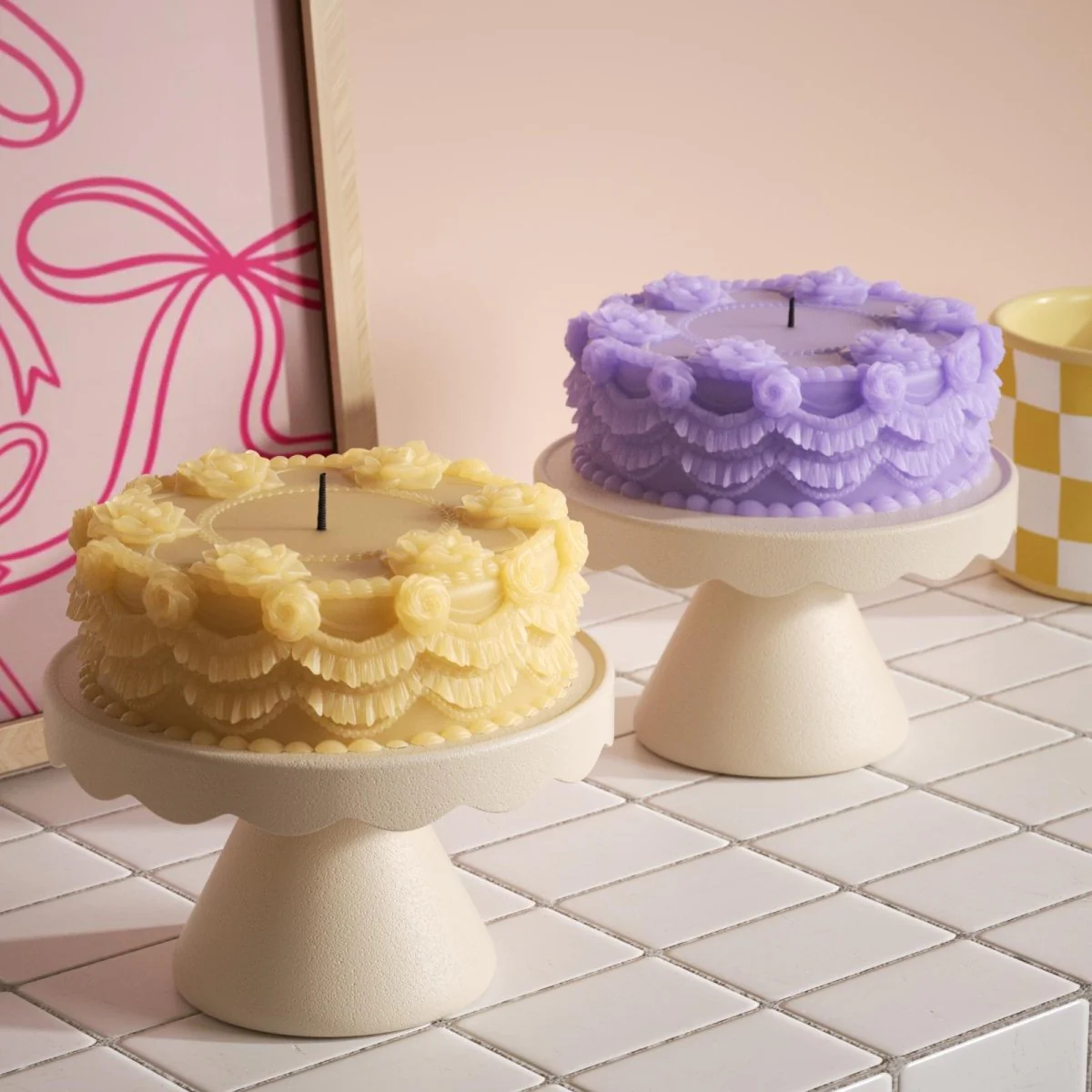 Floral Lace Wedding Cake Candle Silicone Mold - Image 4